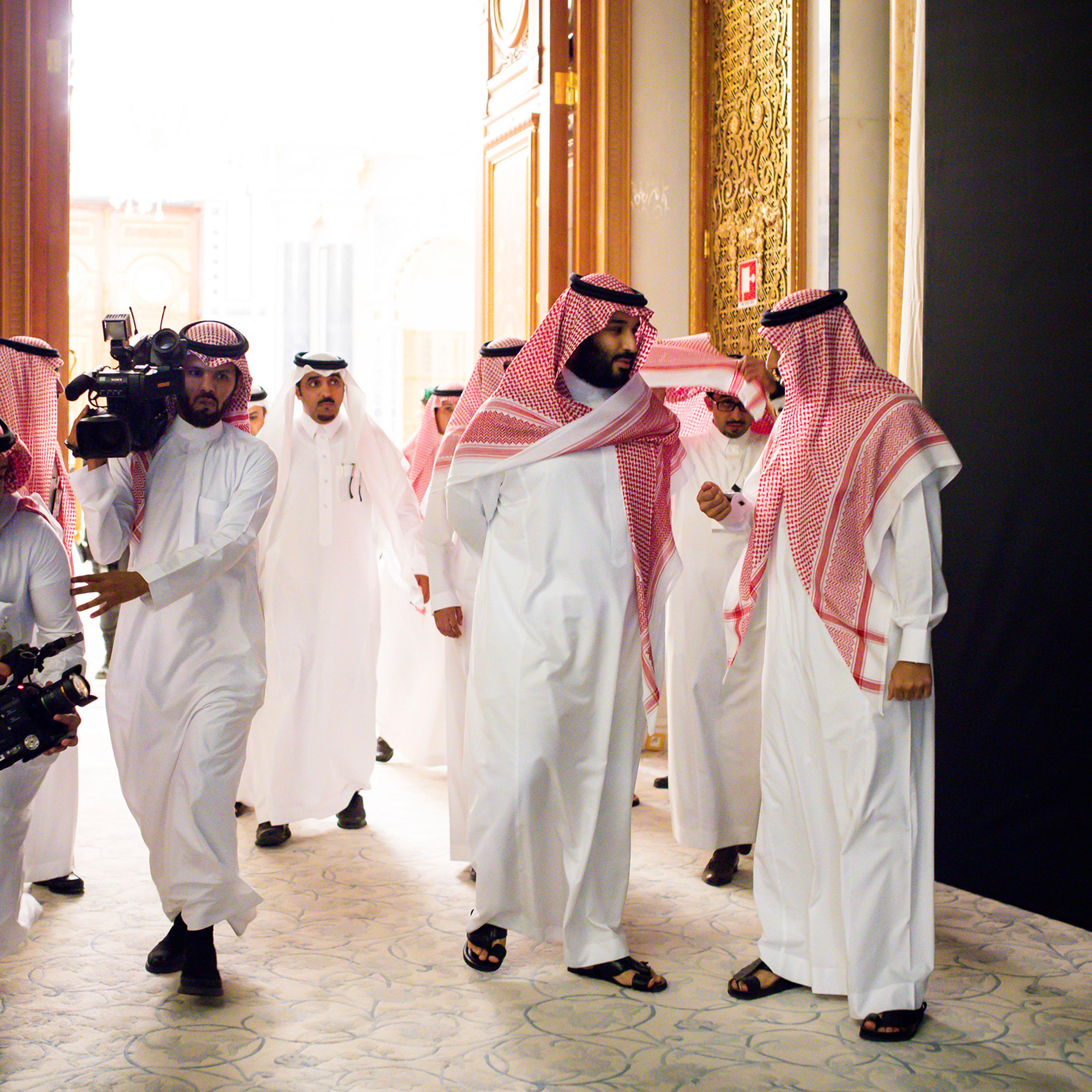 Crown Prince Mohammed bin Salman arrives at the Future Investment Initiative in Riyadh, Saudi Arabia, Oct. 24, 2017.