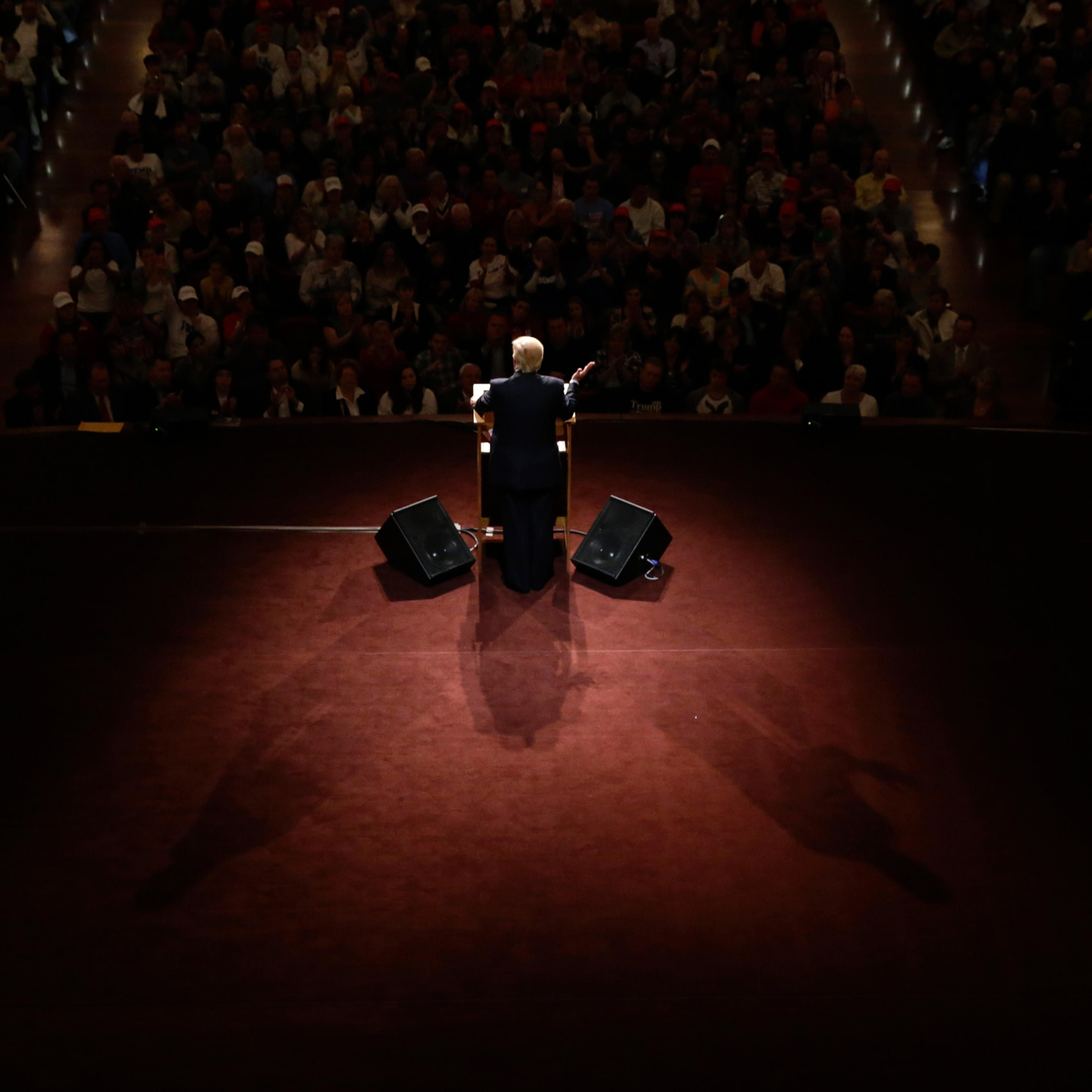 Donald TrumRepublican presidential candidate Donald Trump speaks during a rally at The Palladium in Carmel, Ind., Monday, May 2, 2016. (AP Photo/Michael Conroy)p