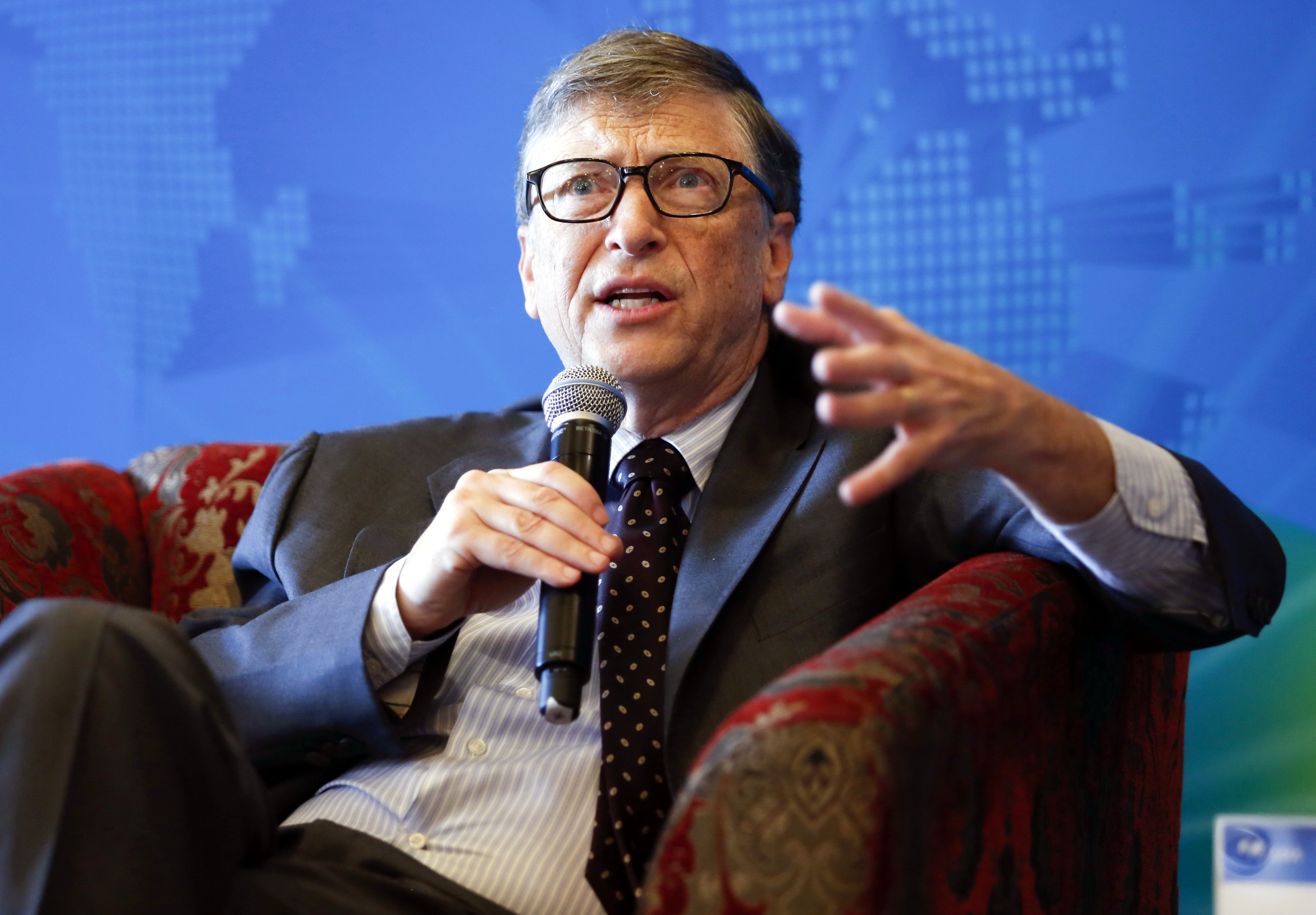 Bill Gates, co-founder of Microsoft and co-chair of the Bill and Melinda Gates Foundation, speaks at a breakfast meeting with the theme "Dialogue: Technology Innovation for a Sustainable Future" during the Boao Forum For Asia Annual Conference 2015 in Qi