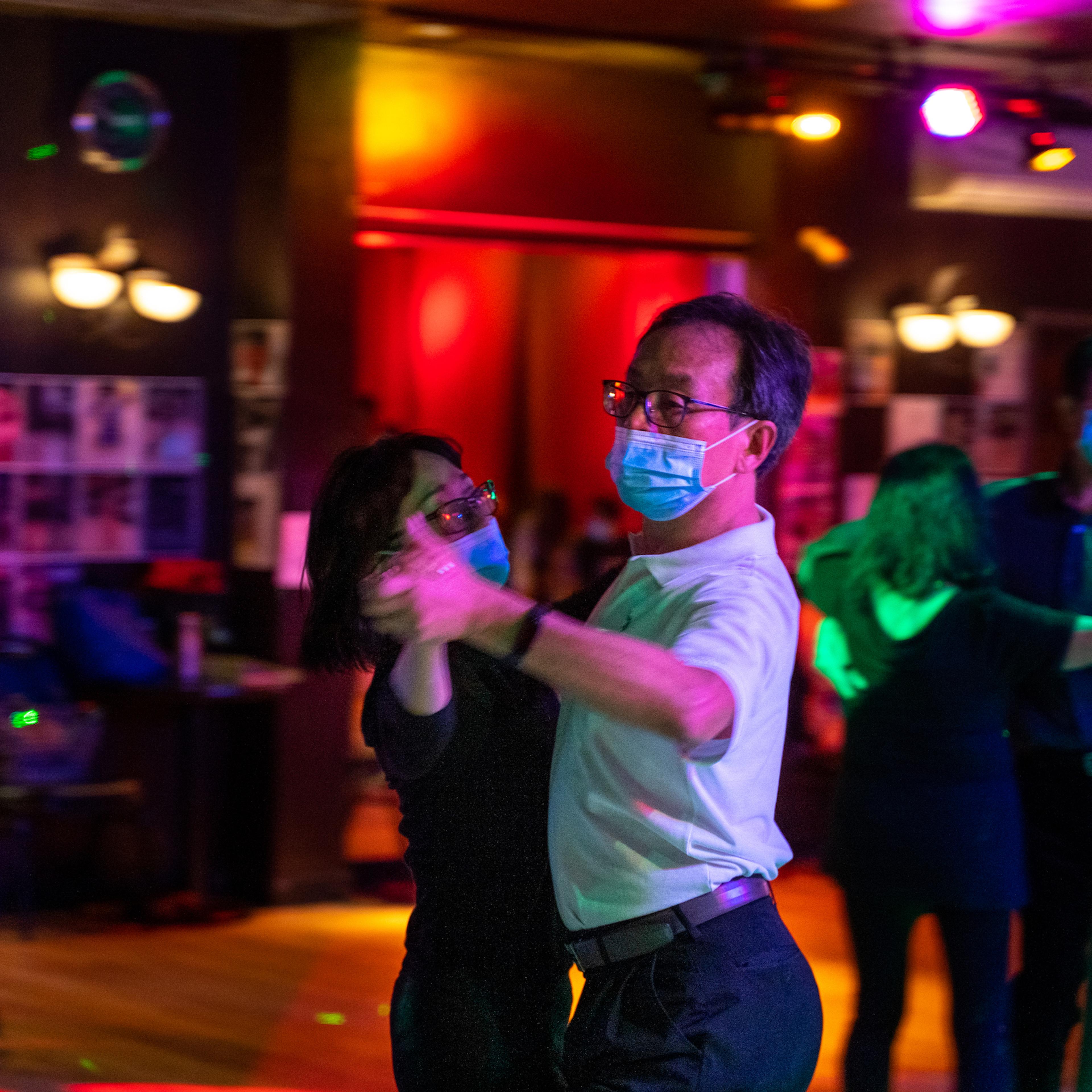 2021, New York, NY— Chinese American seniors practice social dancing at Imperial Ballroom Dance Studio.