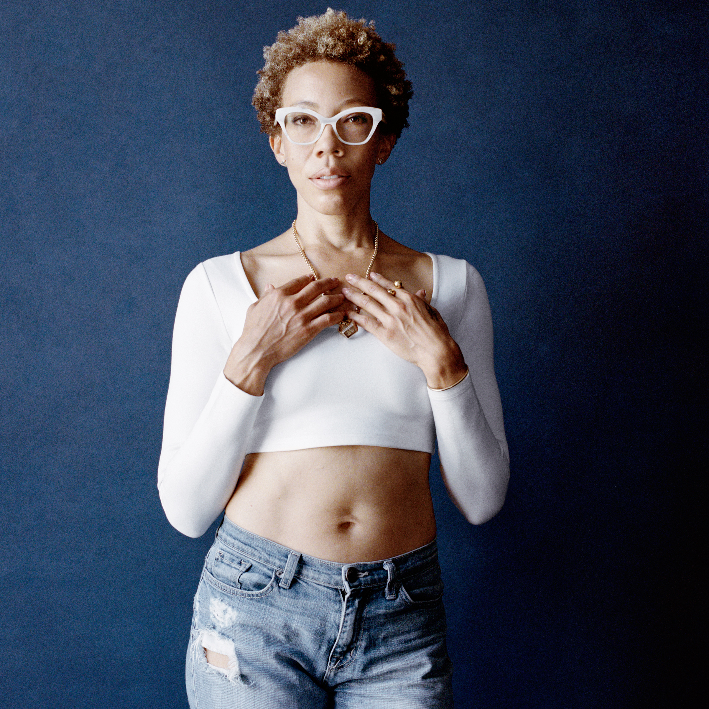 Portrait of Amy Sherald, photographed at Sweet Space in New York City, August 8, 2018.
