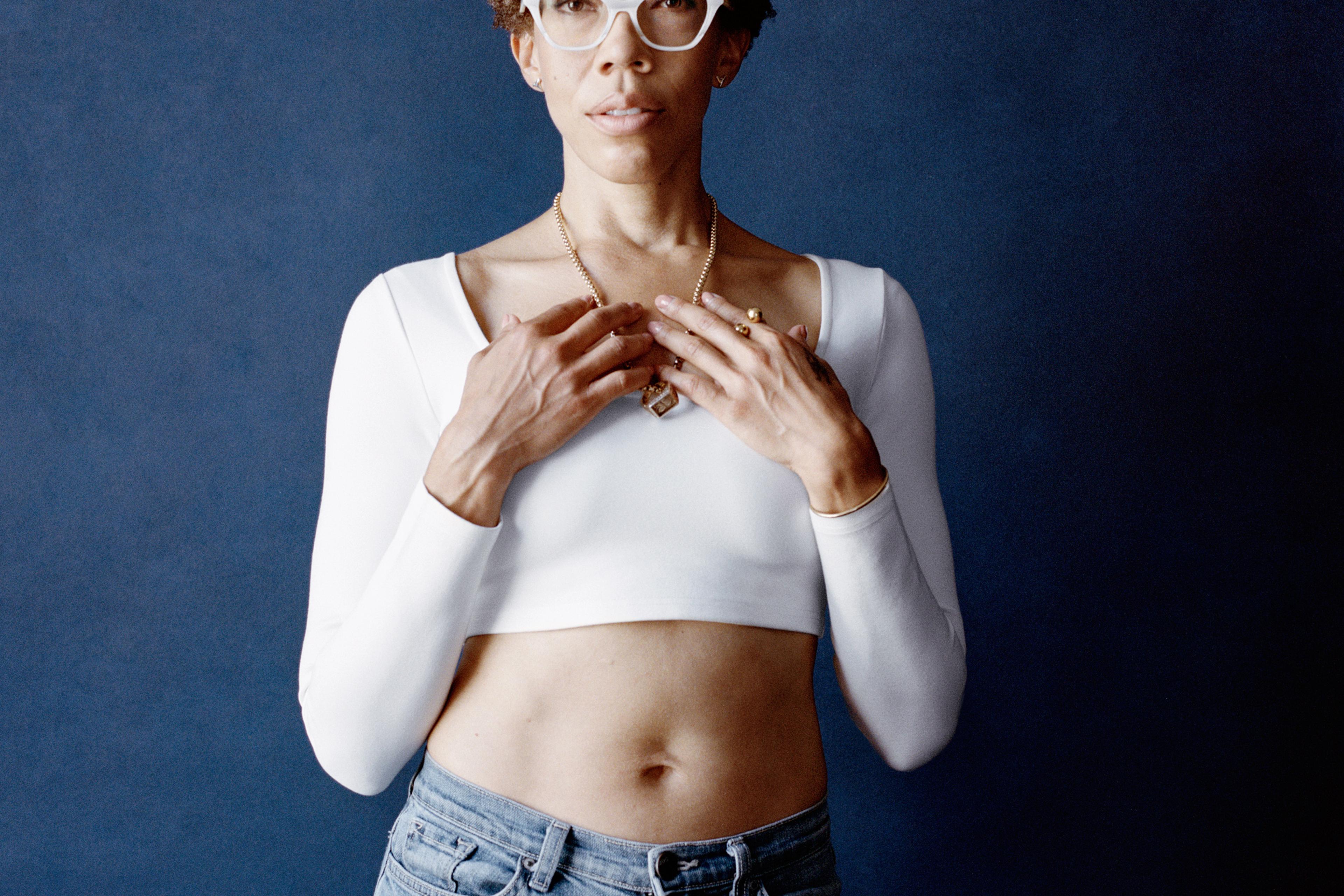 Portrait of Amy Sherald, photographed at Sweet Space in New York City, August 8, 2018.