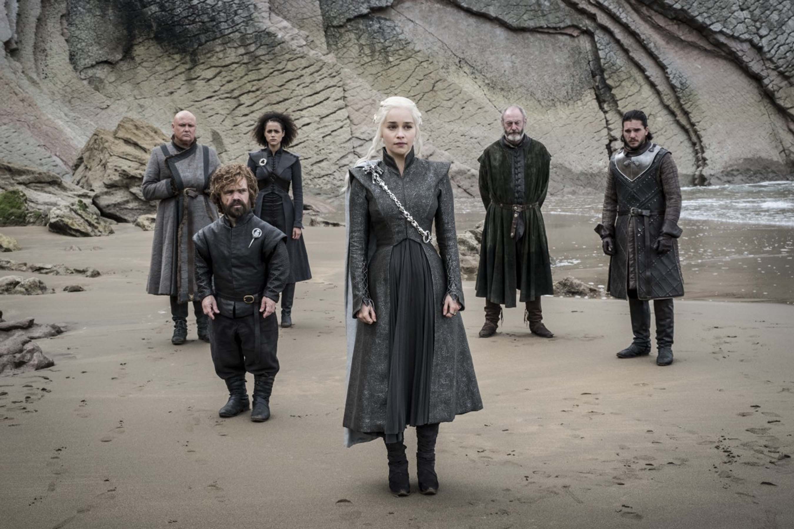 Conleth Hill, Peter Dinklage, Nathalie Emmanuel, Emilia Clarke, Liam Cunningham and Kit Harington in Game of Thrones