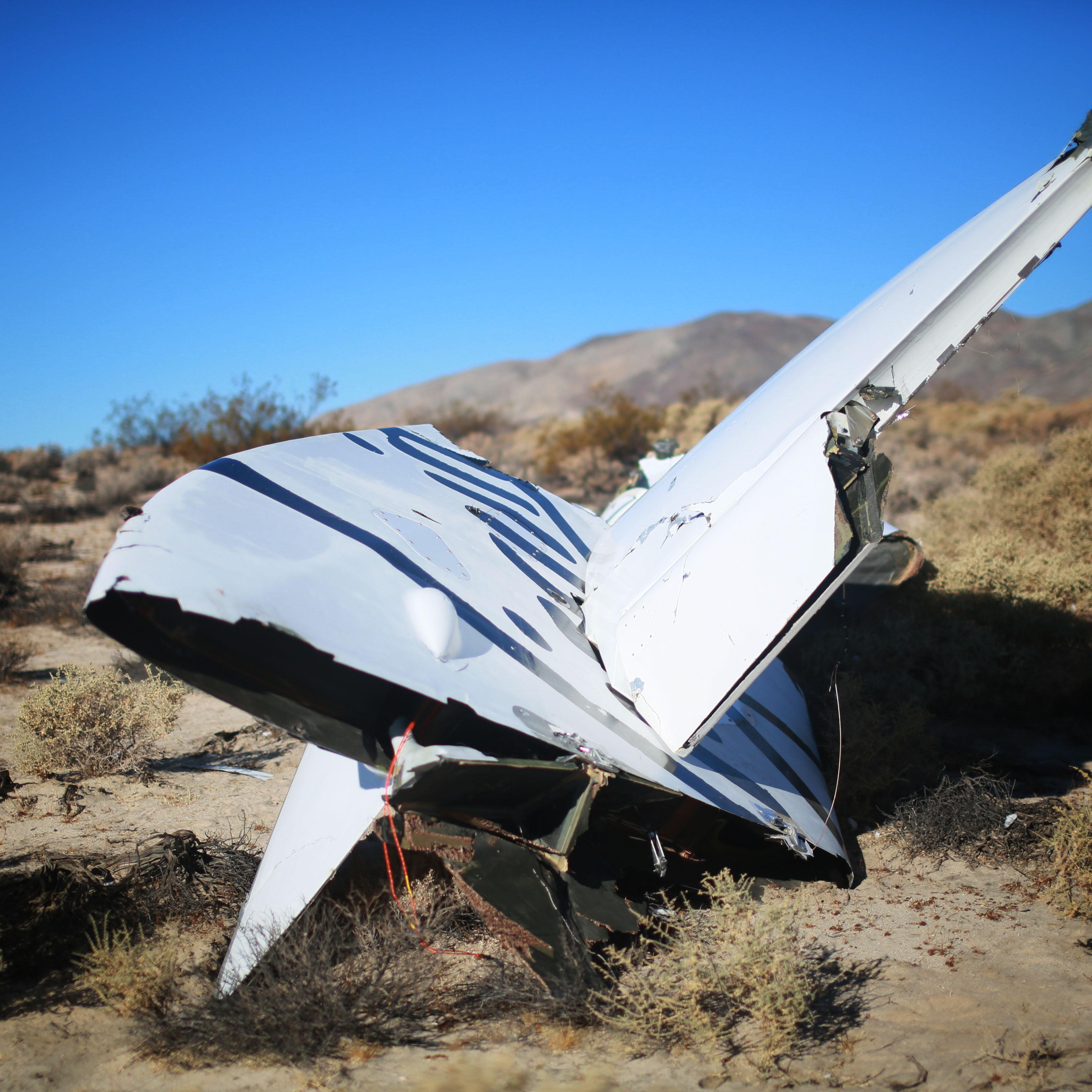 Broken dream: Debris from Virgin Galactic SpaceShipTwo sits in a desert field on Nov. 2, 2014 north of Mojave, Calif.