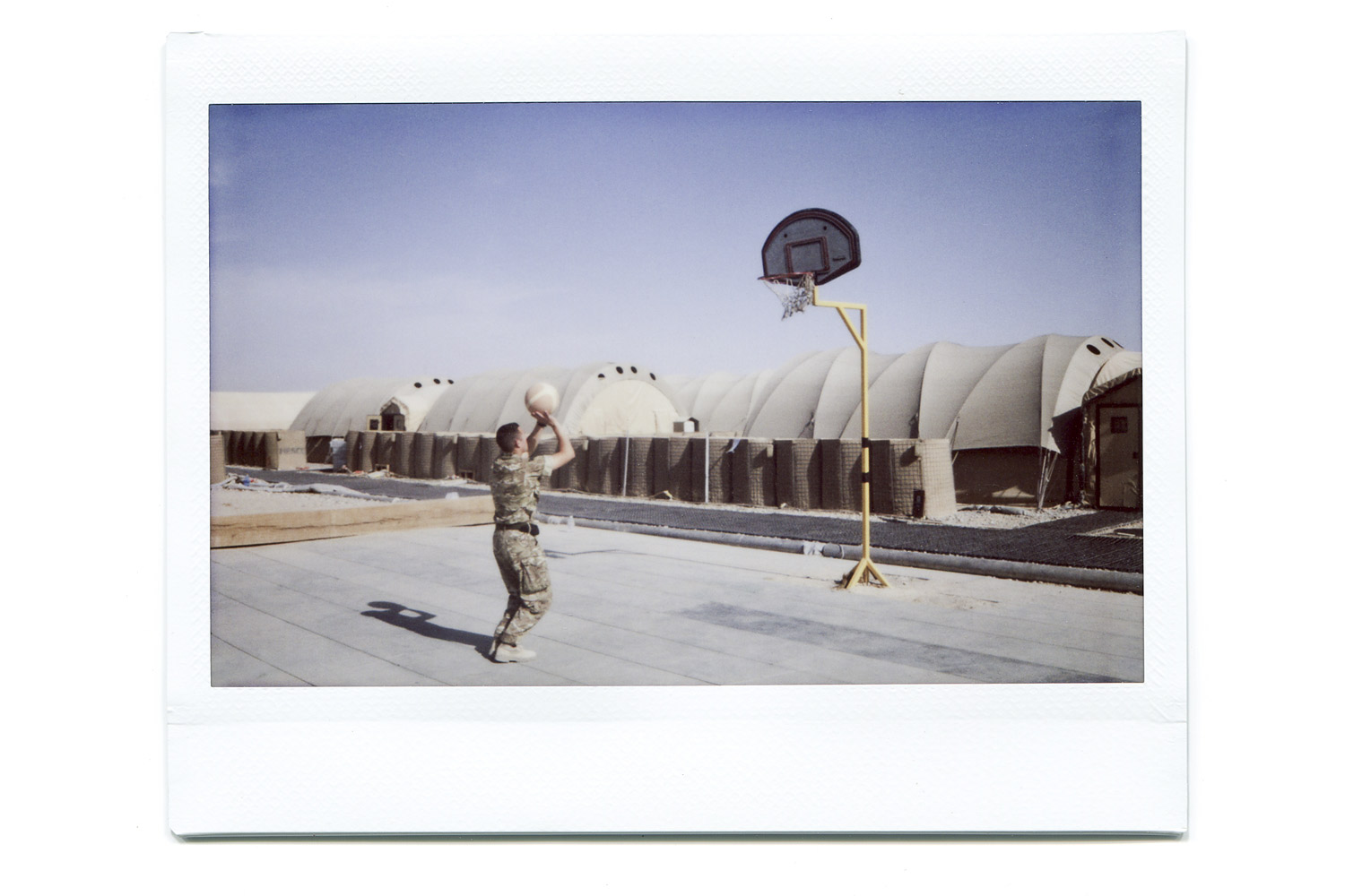 Matt's friend plays basketball. <br>"We used this area a lot on our downtime, doing exercise or playing sport. I liked the contrast of colors."

