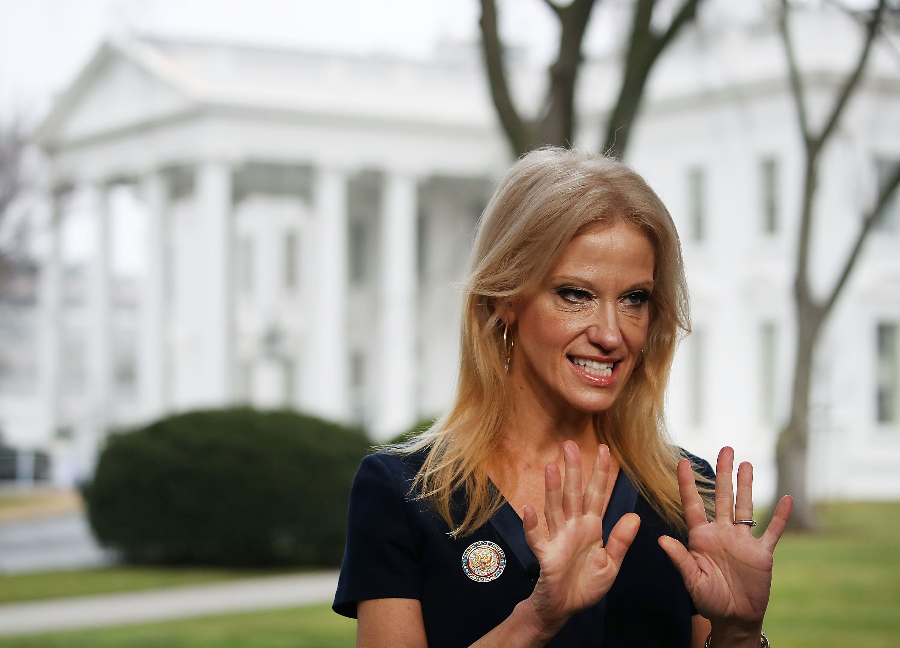 Kellyanne Conway Speaks To Morning Shows From Front Lawn Of White House
