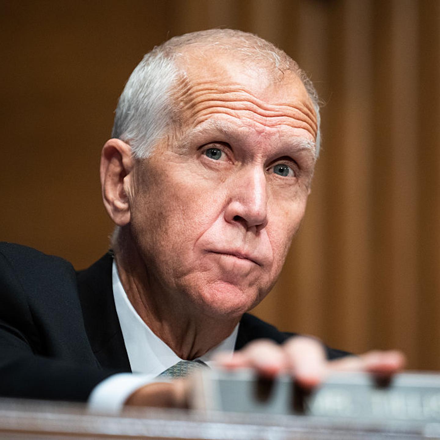 Sen. Thom Tillis, R-N.C., attends the Senate Banking, Housing and Urban Affairs Committee hearing titled "The Semiannual Monetary Policy Report to the Congress," in Dirksen building on June 25, 2025.