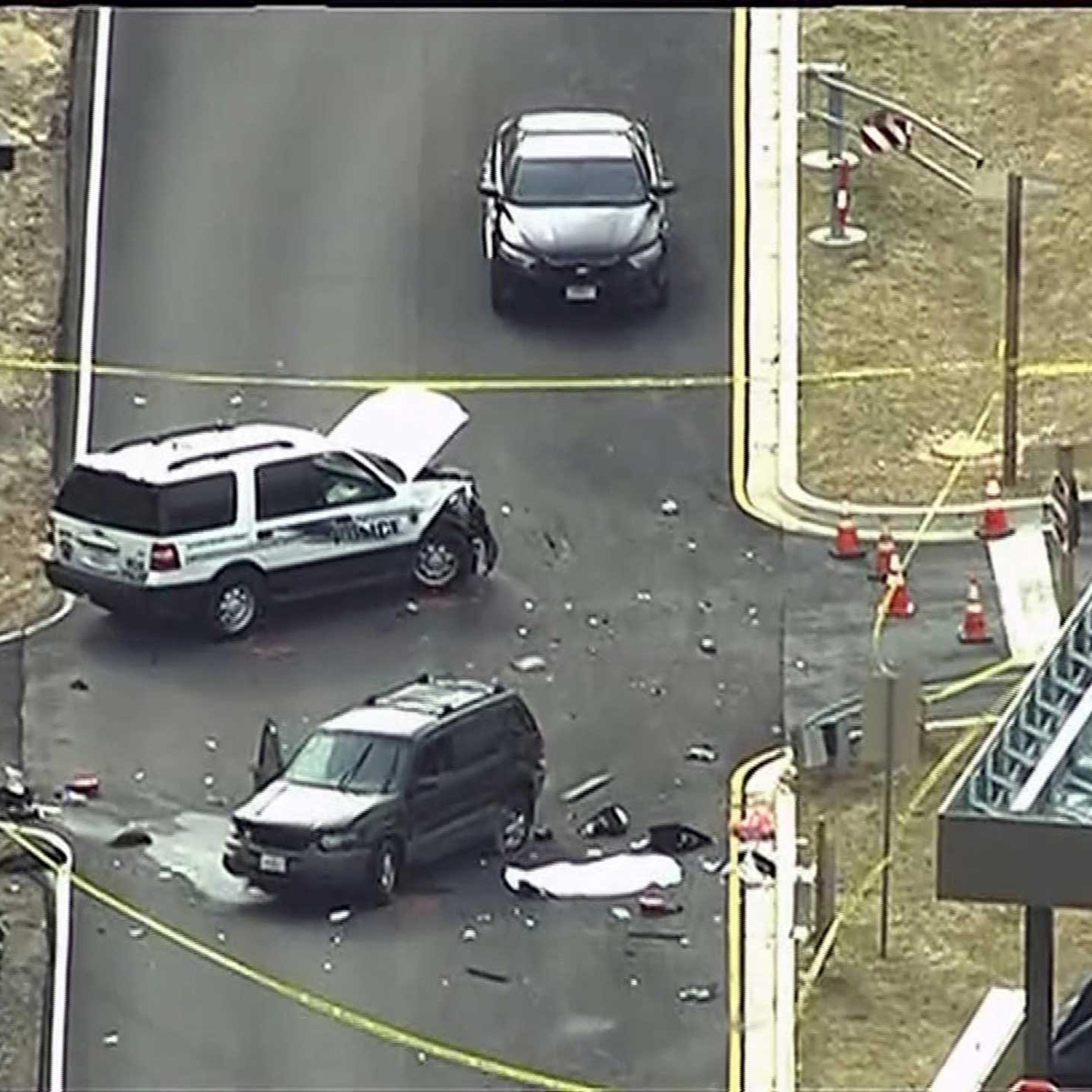 An aerial view of a shooting scene at the National Security Agency at Fort Meade in Maryland is pictured in this still image take from video, March 30, 2015.