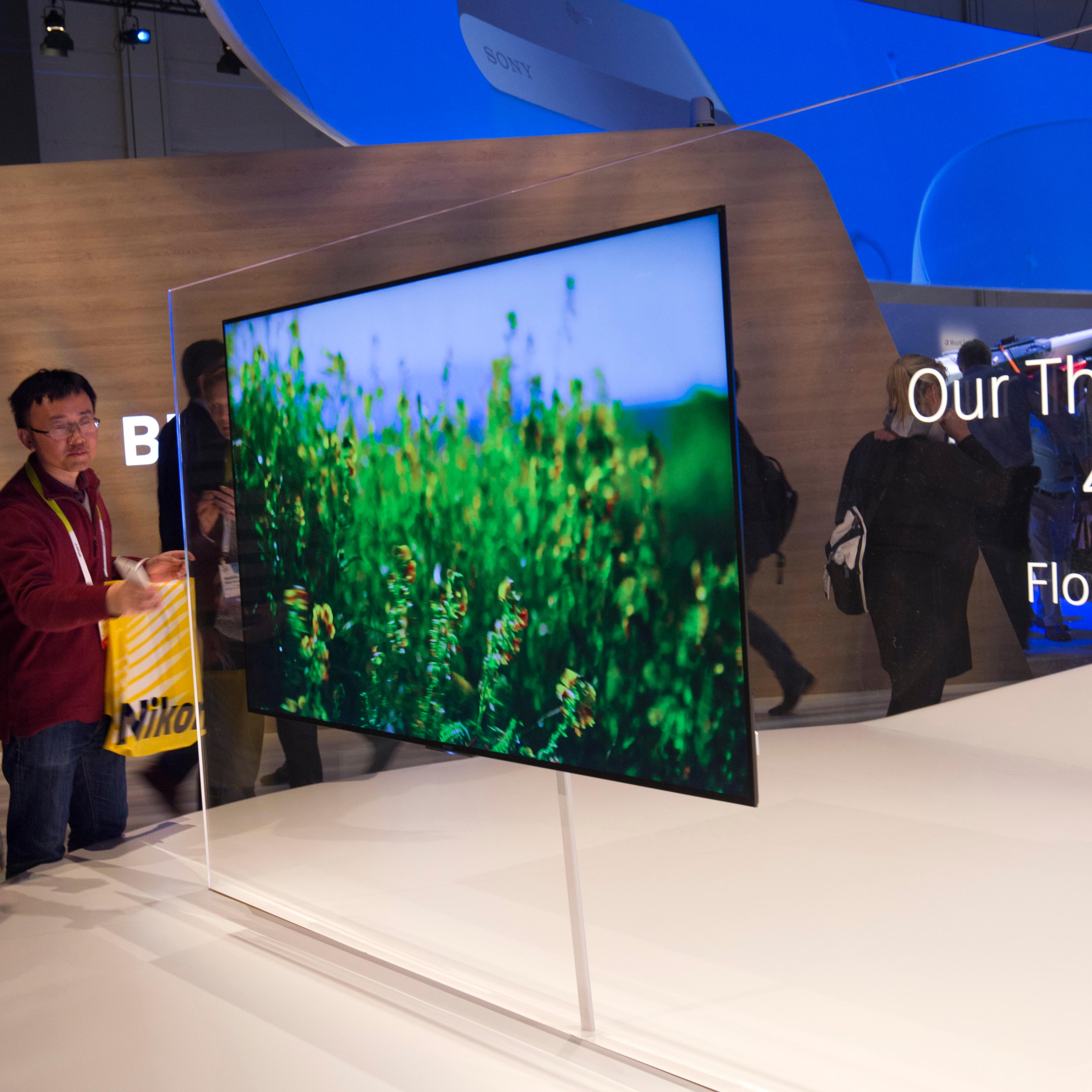 Sony's 4.9mm thick Bravia 4K television is displayed during the 2015 International Consumer Electronics Show in Las Vegas