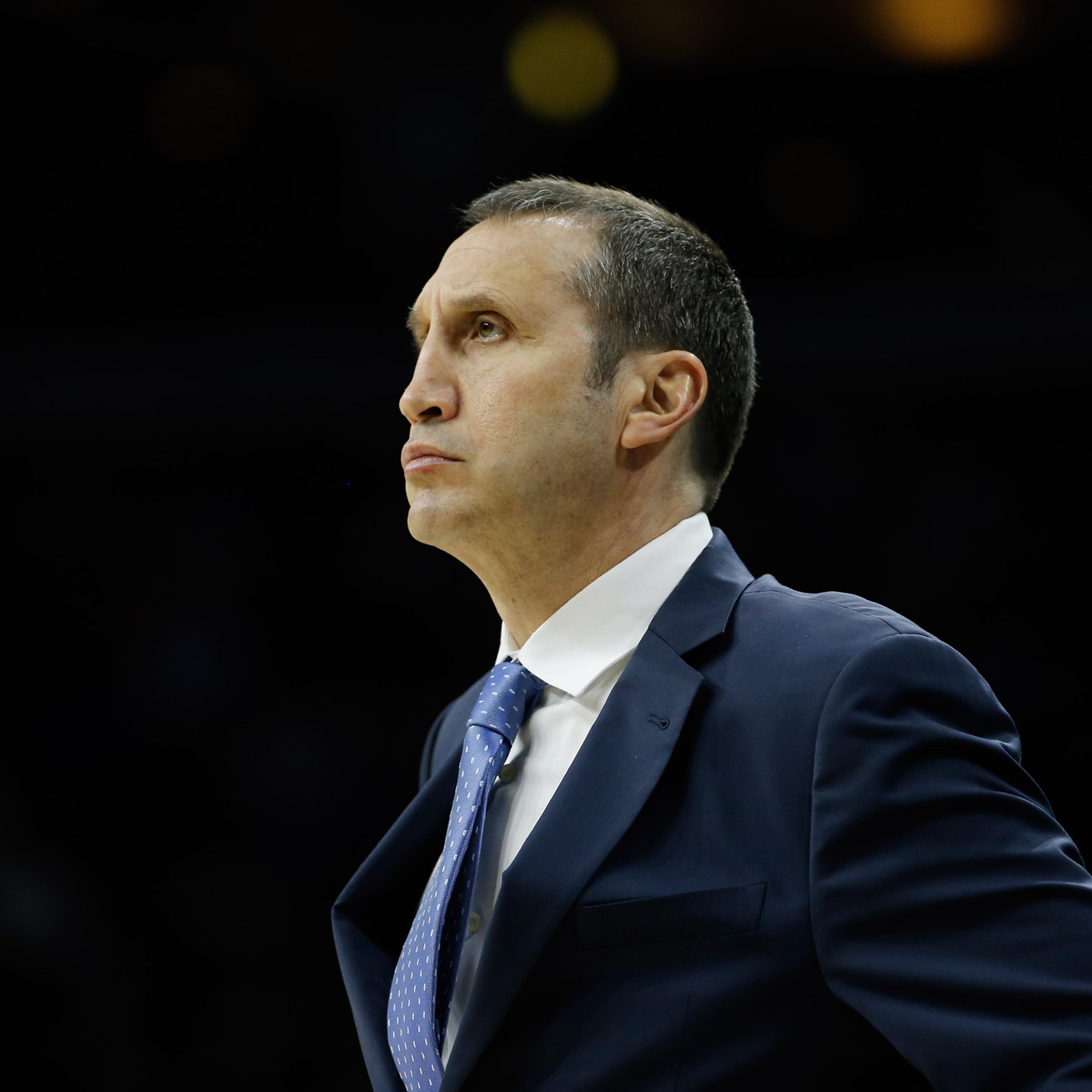Cleveland Cavaliers' David Blatt in action during an NBA basketball game against the Philadelphia 76ers, Sunday, Jan. 10, 2016, in Philadelphia. (AP Photo/Matt Slocum)