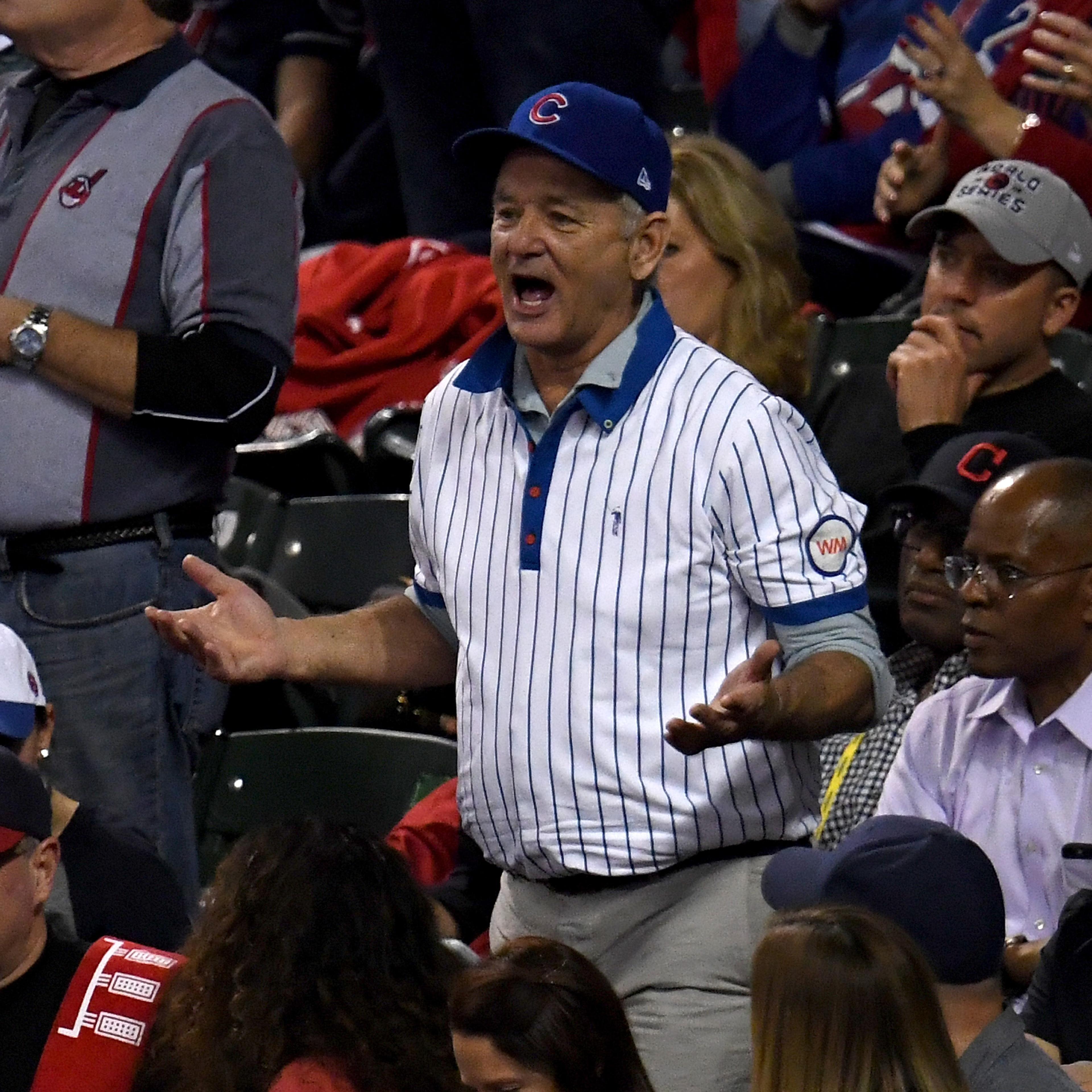 Actor Bill Murray attends Game Six of the 2016 World Series between the Chicago Cubs and the Cleveland Indians at Progressive Field on November 1, 2016 in Cleveland, Ohio.