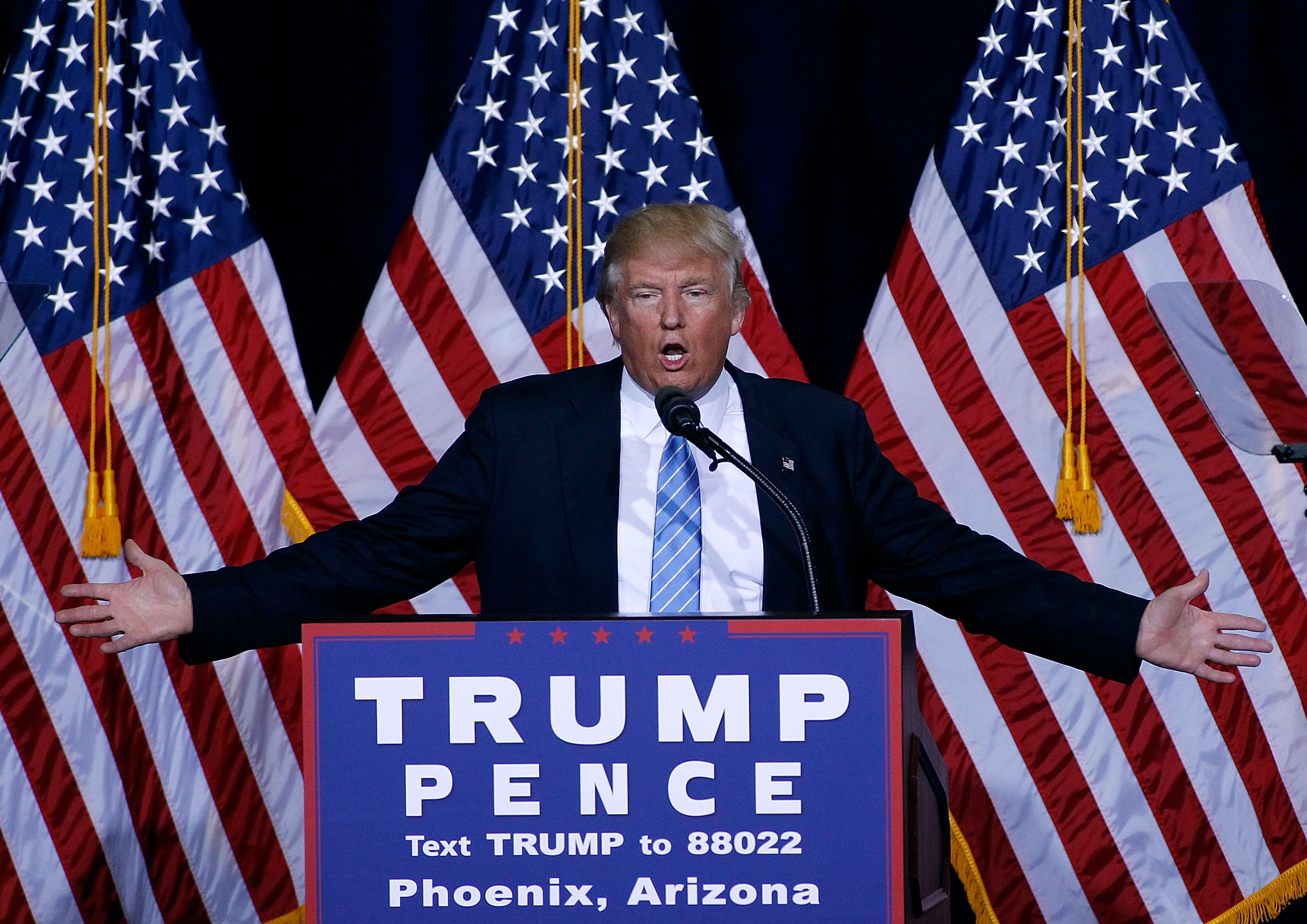 Donald Trump Speaks On Immigration At Rally In Phoenix