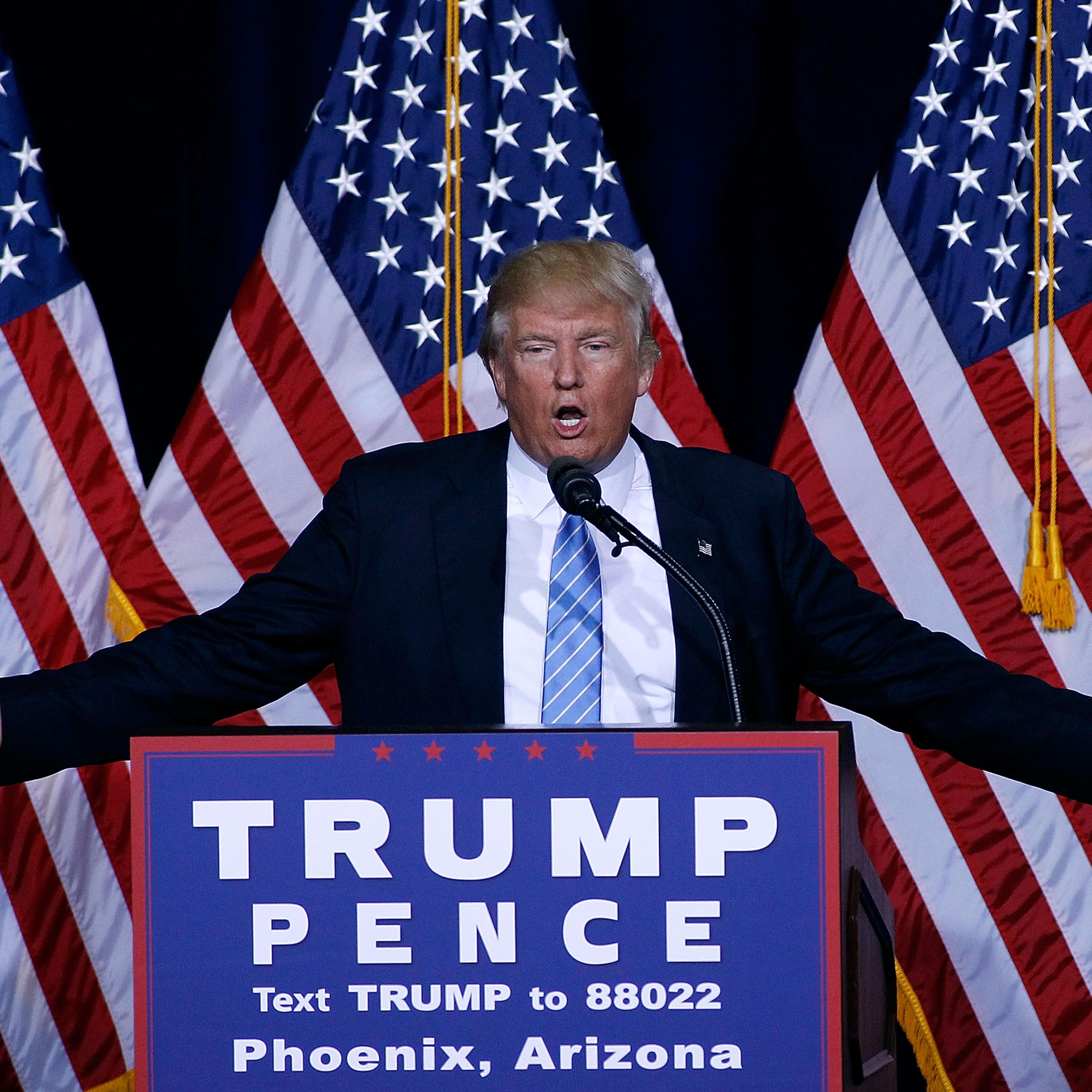 Donald Trump Speaks On Immigration At Rally In Phoenix