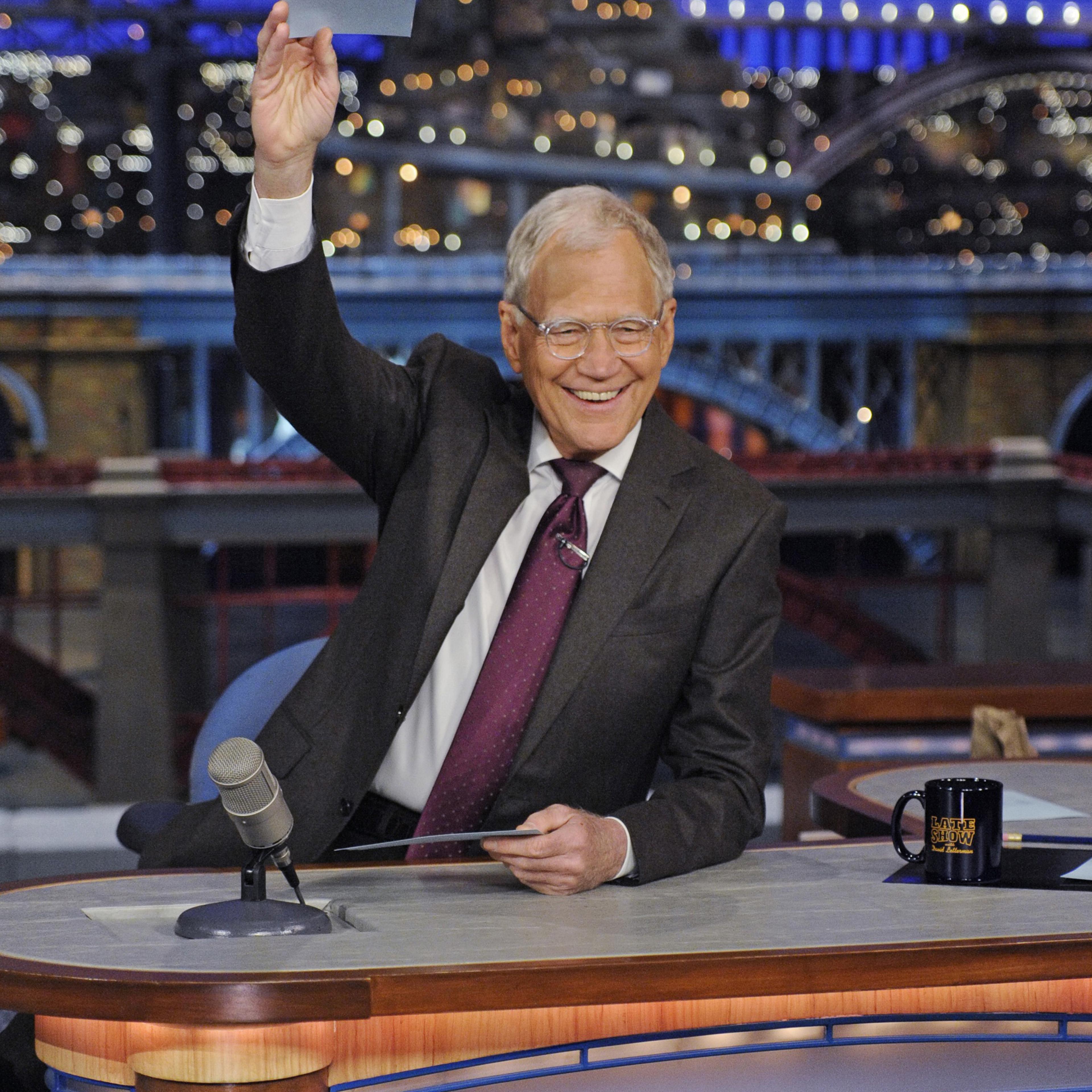 Dave reads the "Top Ten List" on the Late Show with David Letterman