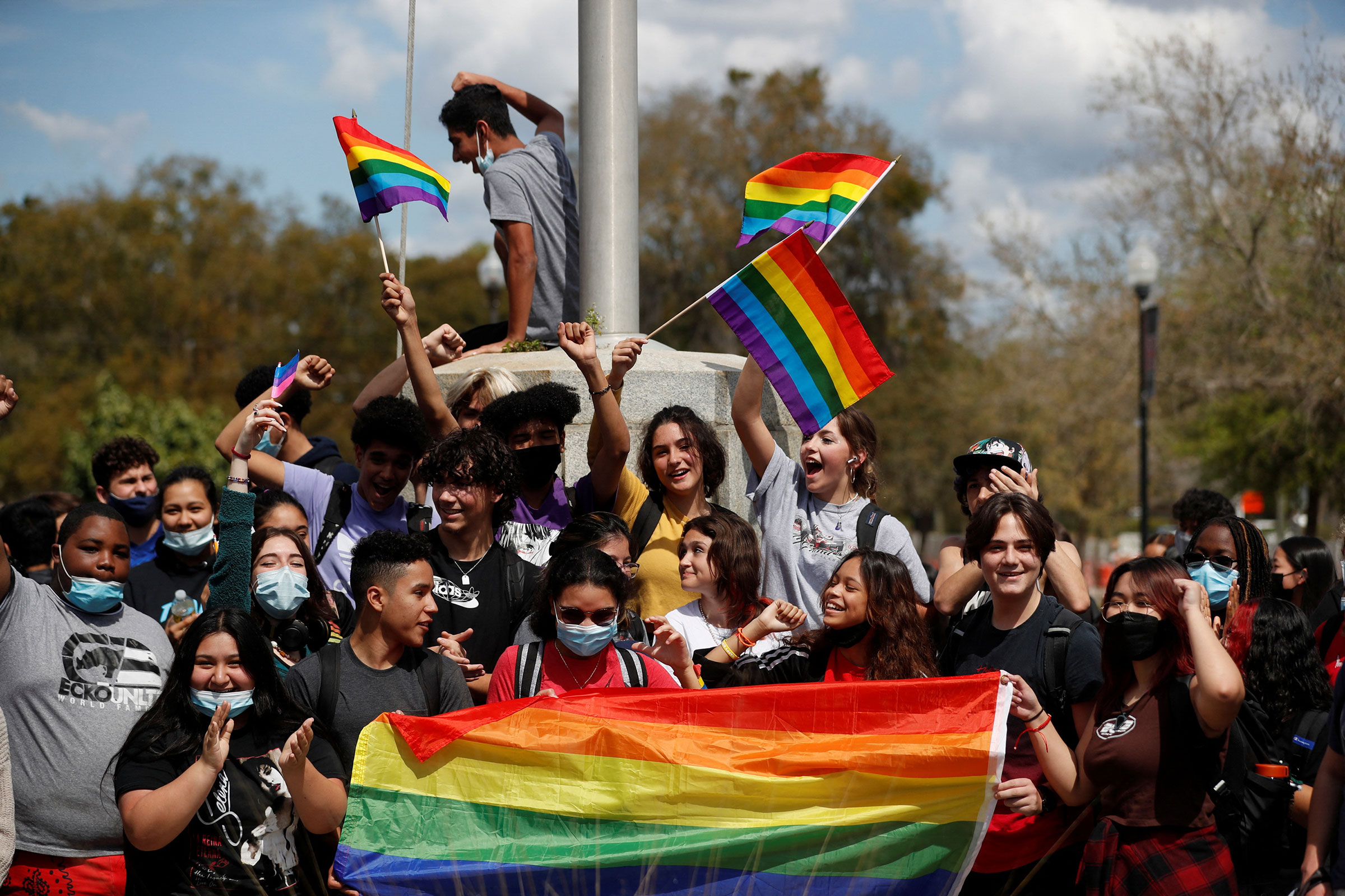 Students walk out of school to protest law known as "Don't say gay bill