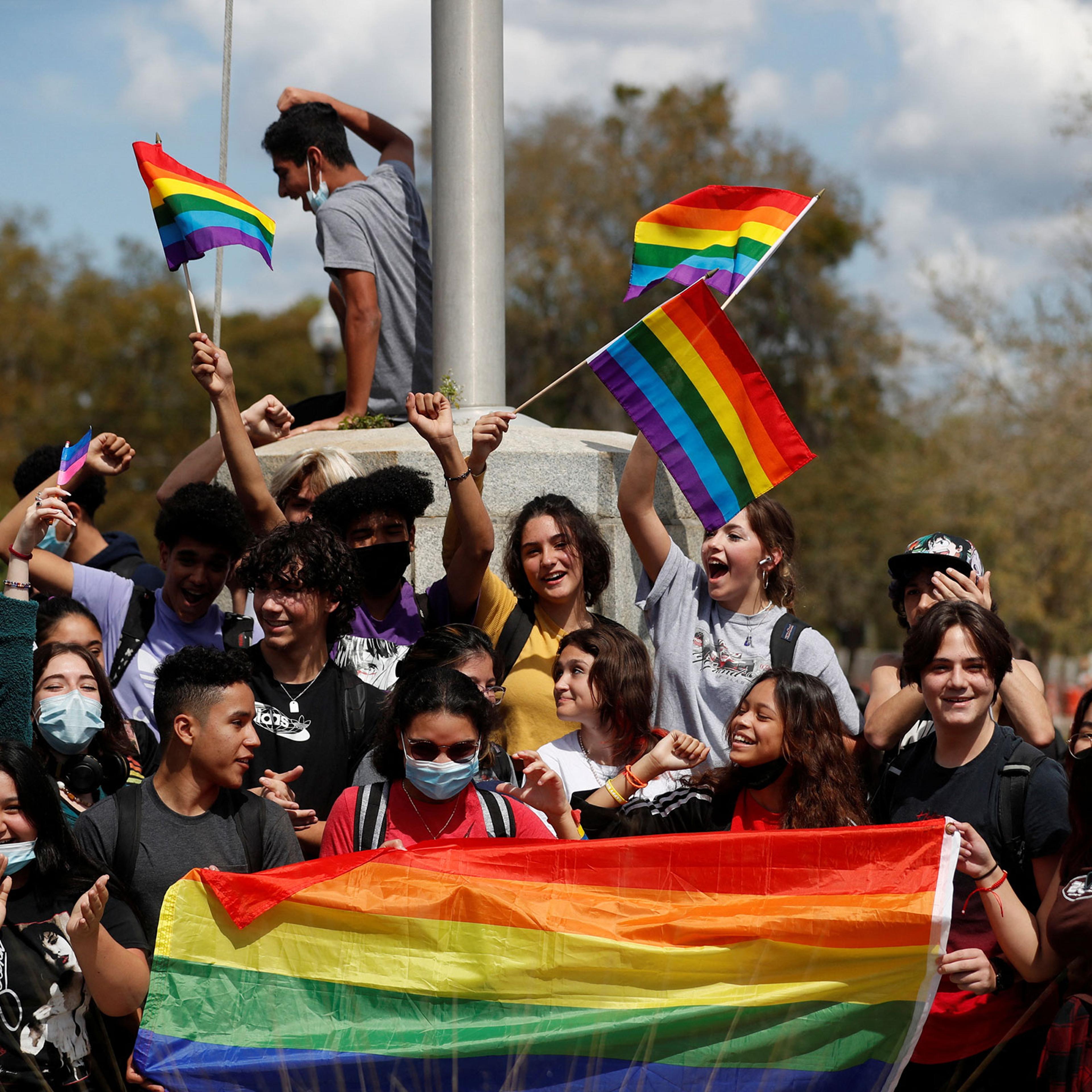 Students walk out of school to protest law known as "Don't say gay bill