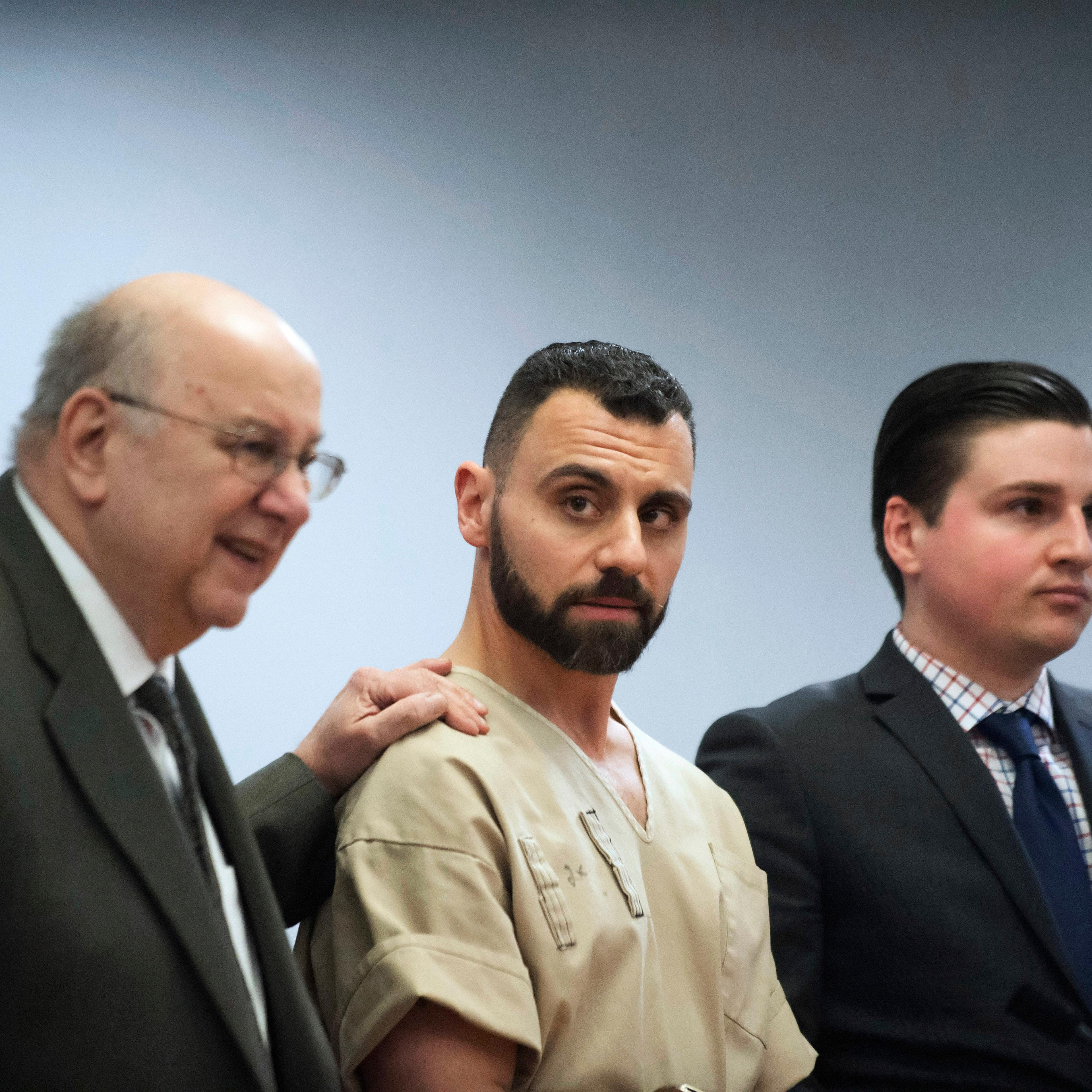 Richard Dabate, center while being arraigned, in Rockville Superior Court in Vernon, Conn on Monday, April 17, 2017.