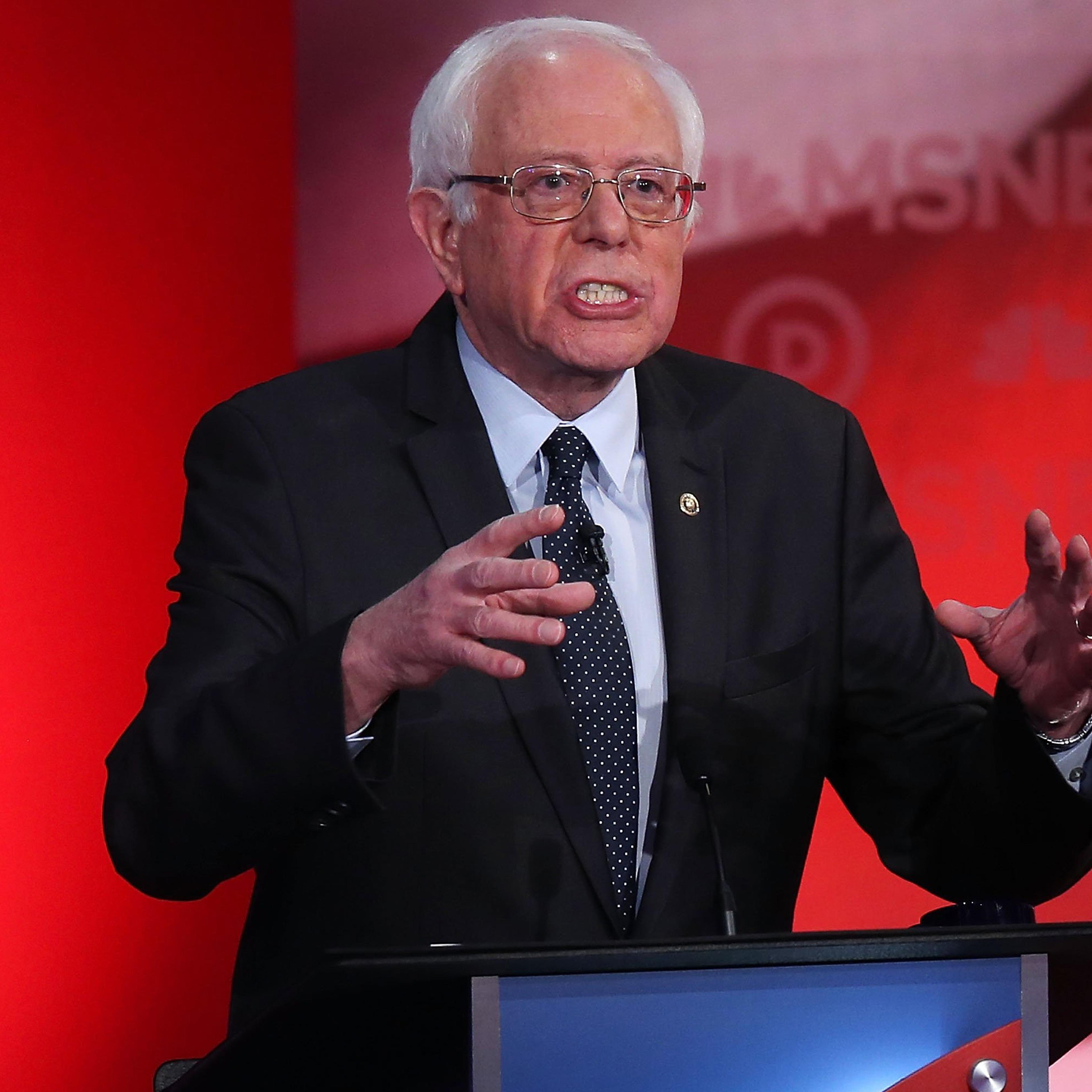 Democratic presidential candidate U.S. Sen. Bernie Sanders (I-VT) speaks during a Democratic debate with former Secretary of State Hillary Clinton at the University of New Hampshire on Feb. 4, 2016 in Durham, N.H.