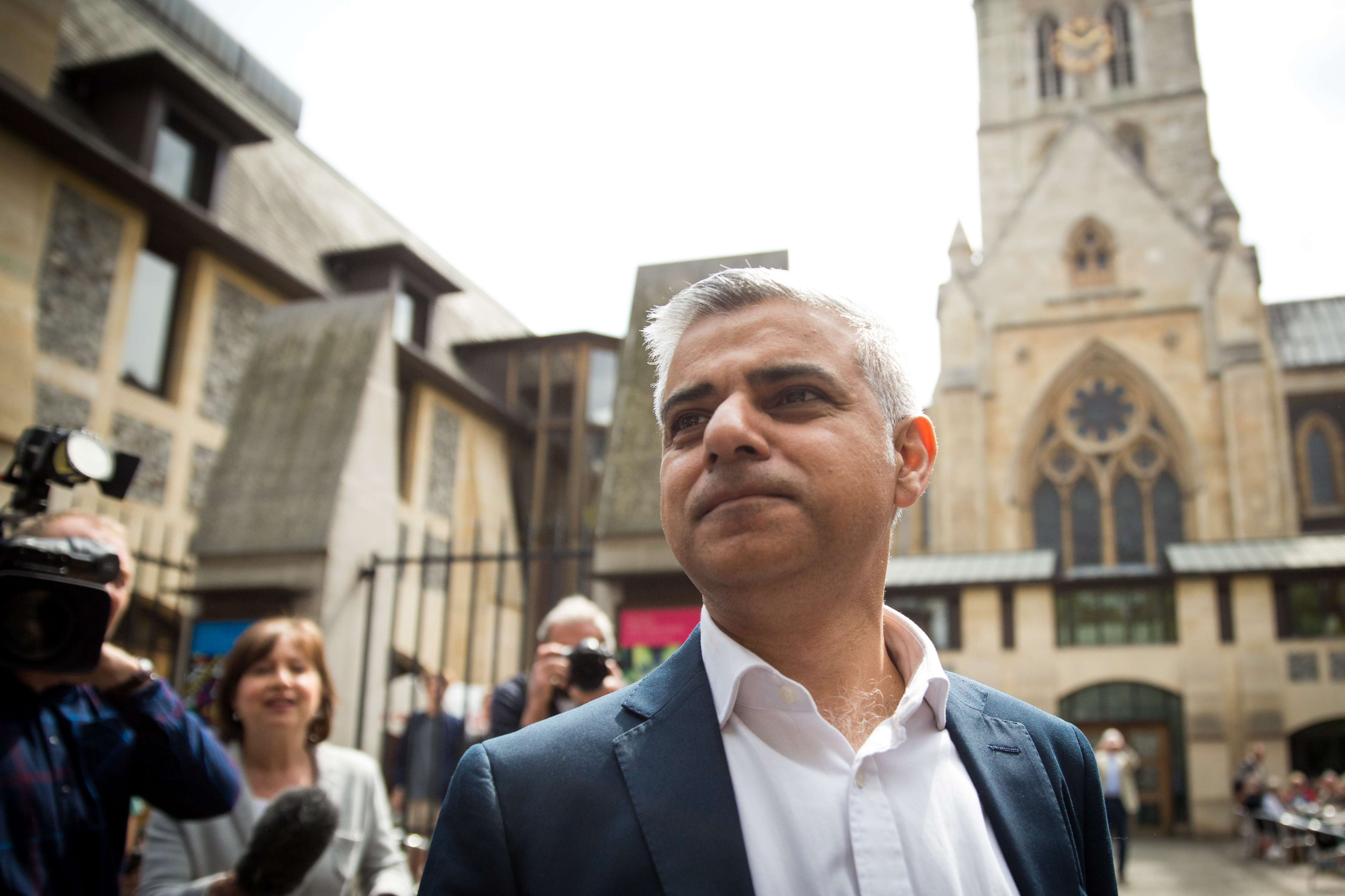 Sadiq Khan, Mayor-elect of London, leaves Southwark Cathedral on May 7, 2016 in London, England.