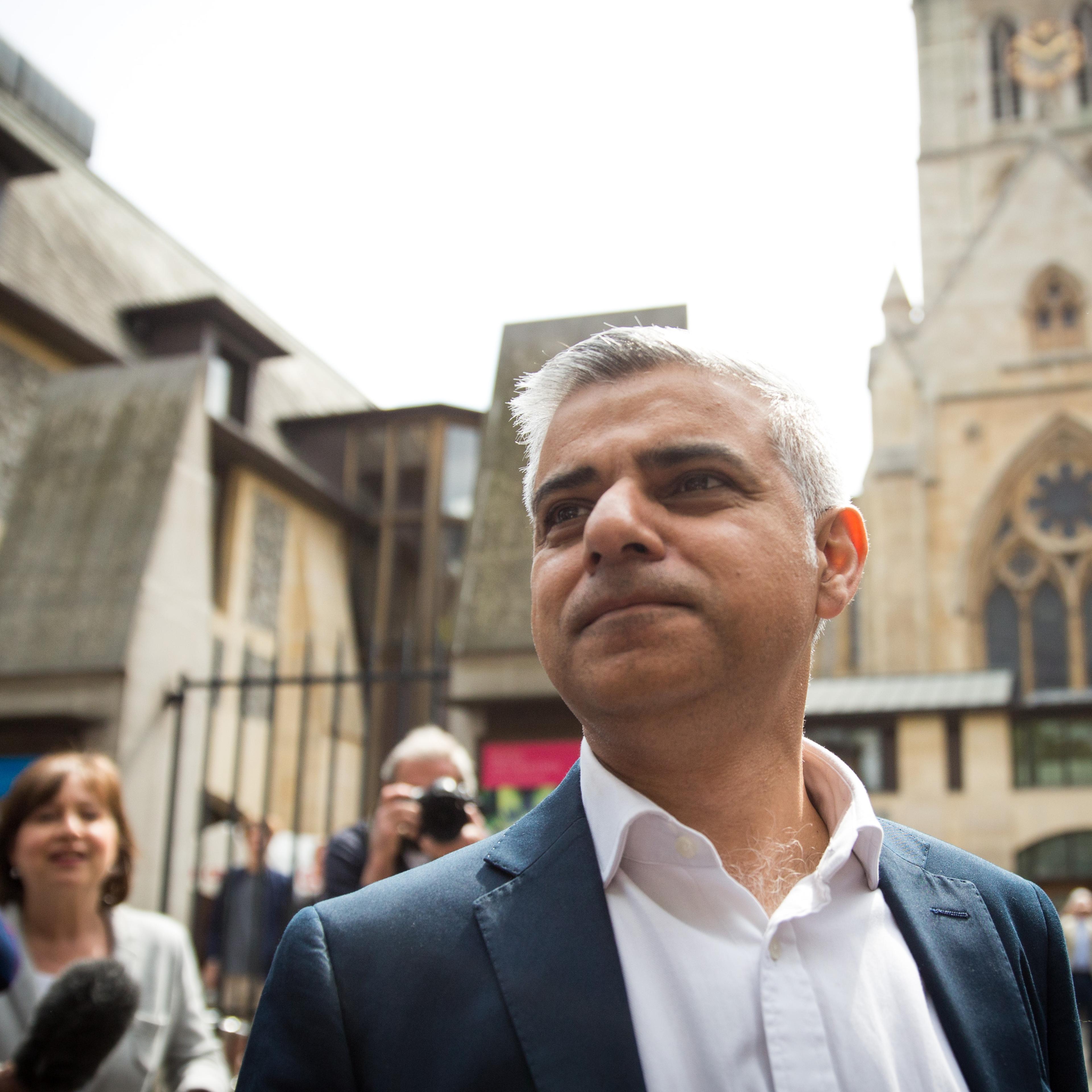 Sadiq Khan, Mayor-elect of London, leaves Southwark Cathedral on May 7, 2016 in London, England.