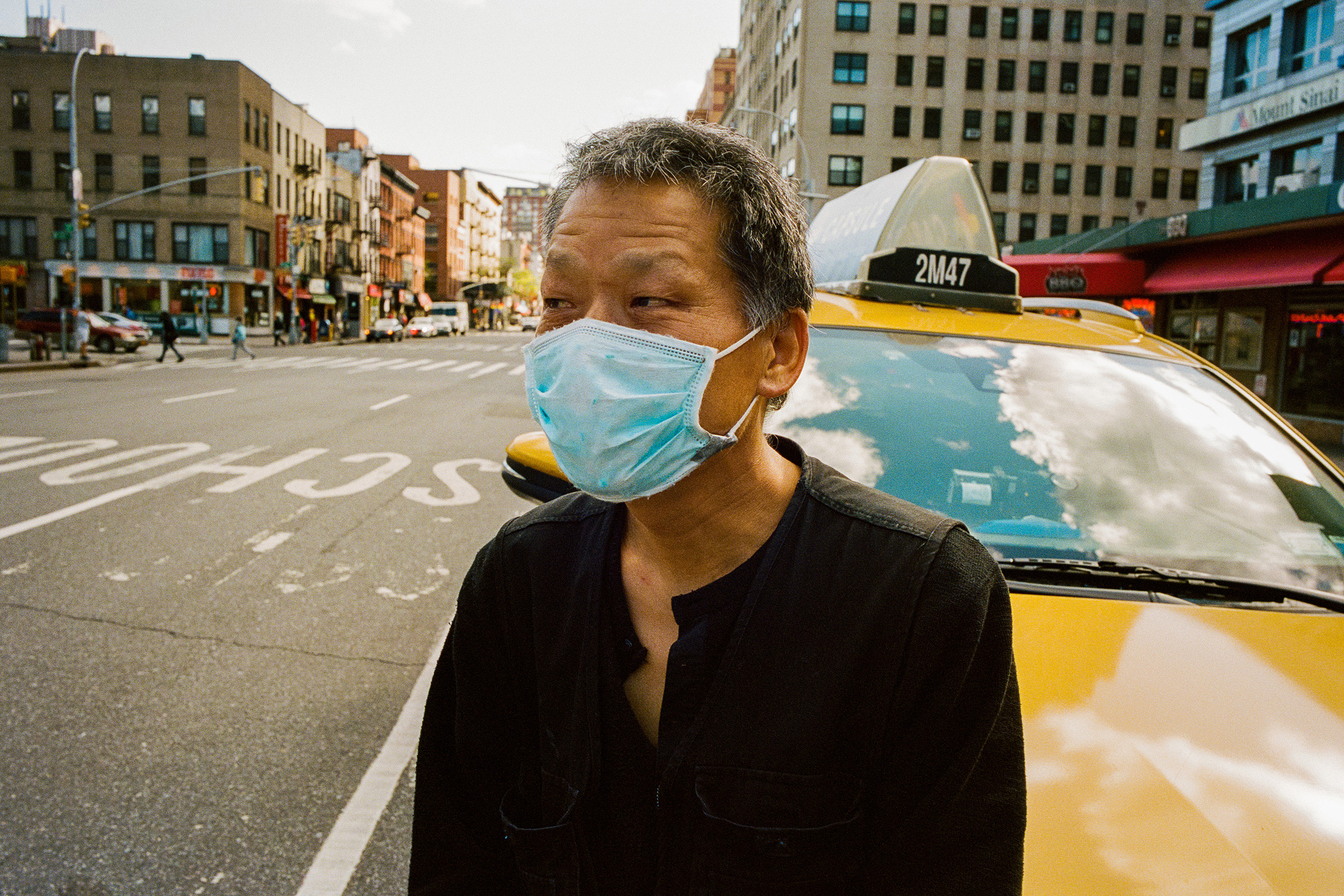 Kim Jaemim, 58, Taxi Driver, Manhattan. Business has plummeted, so has the civility of the customers who enter Kim’s cab. “We face a lot of crazy, racist people,” says the South Korean driver (bottom far right). “The yellow cab driver is an essential emp