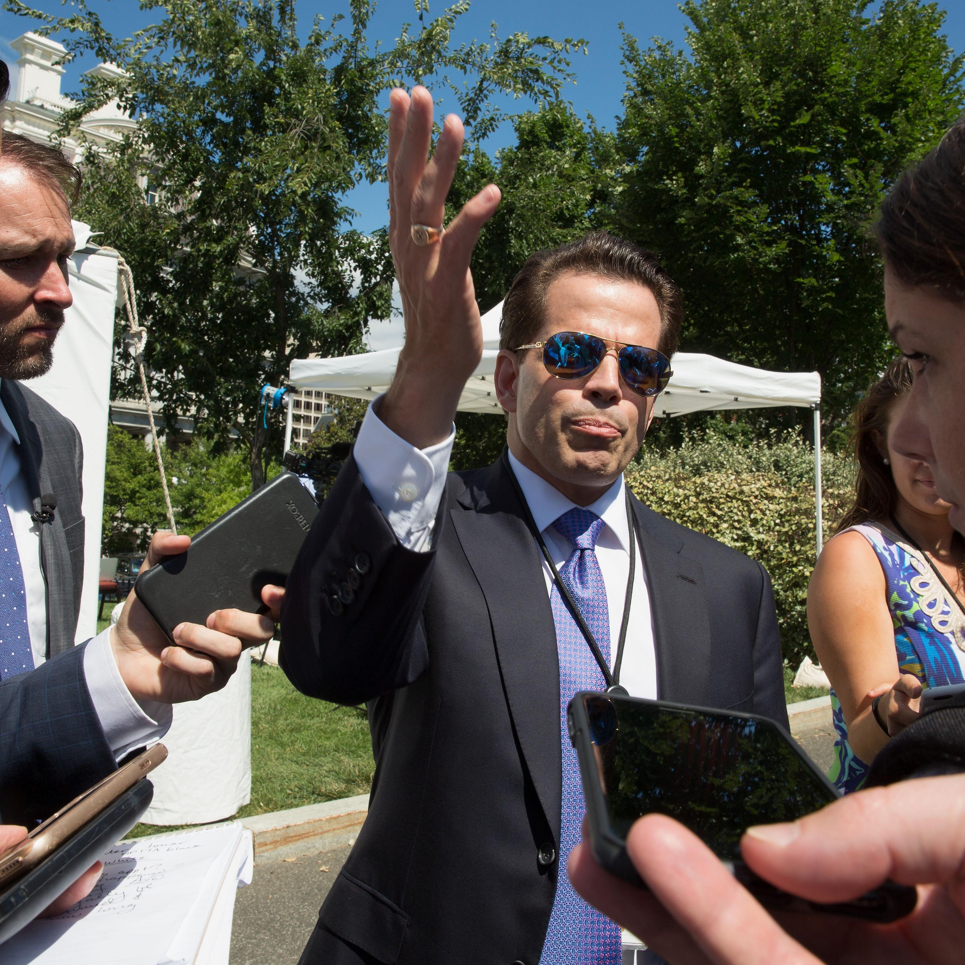 White House Communications Director Anthony Scaramucci speaks with the media outside the White House in Washington, DC on July 25, 2017.