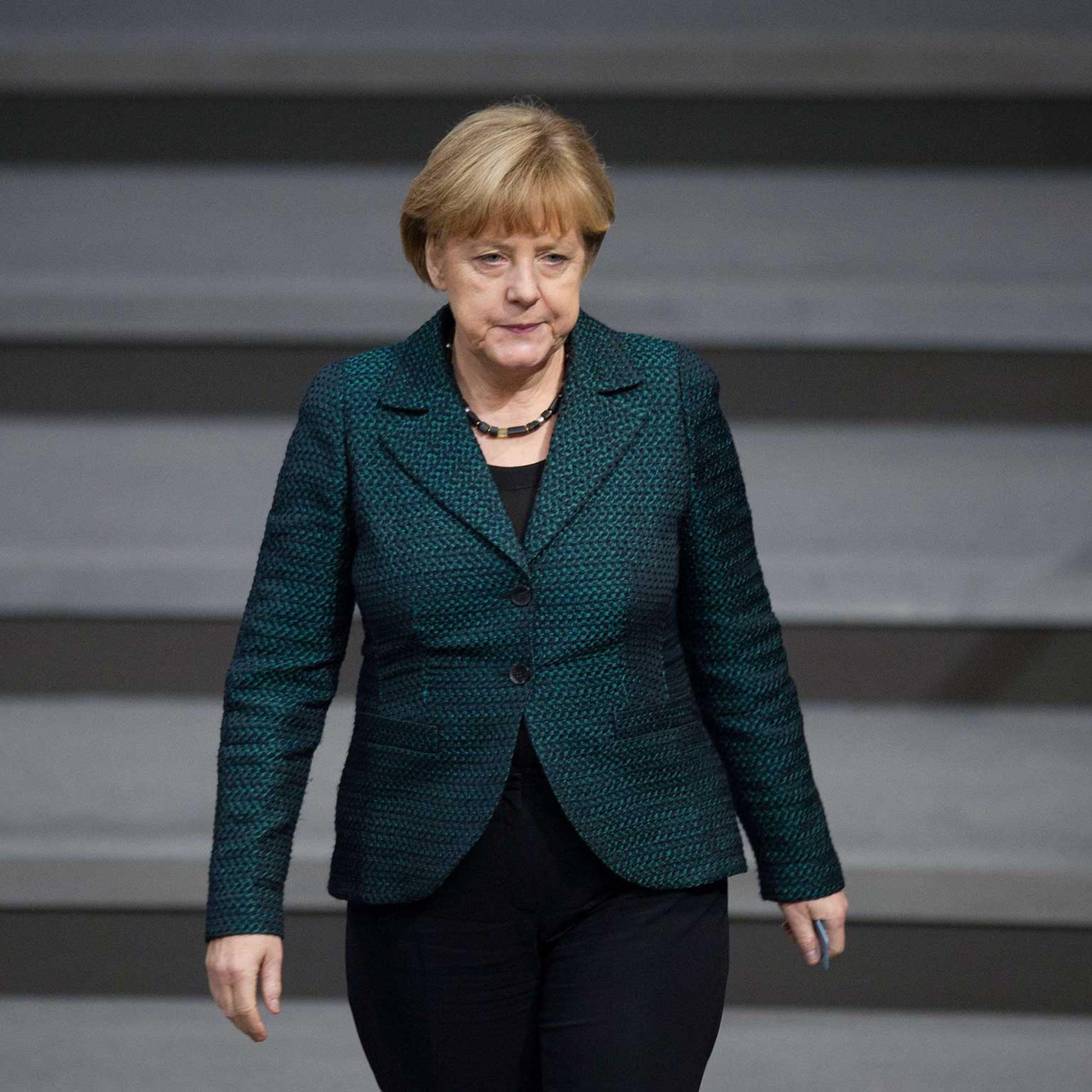 Chancellor Angela Merkel in the lower house of parliament Bundestag in Berlin, Nov. 26, 2014.