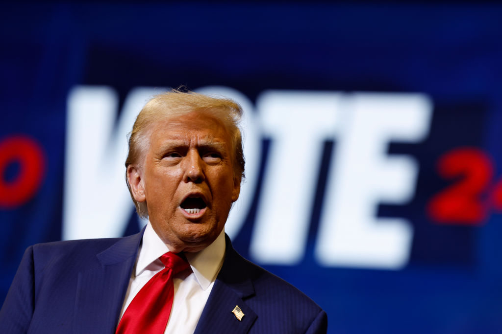 Republican President Nominee Donald Trump Campaigns In Battleground States Of Michigan And Pennsylvania