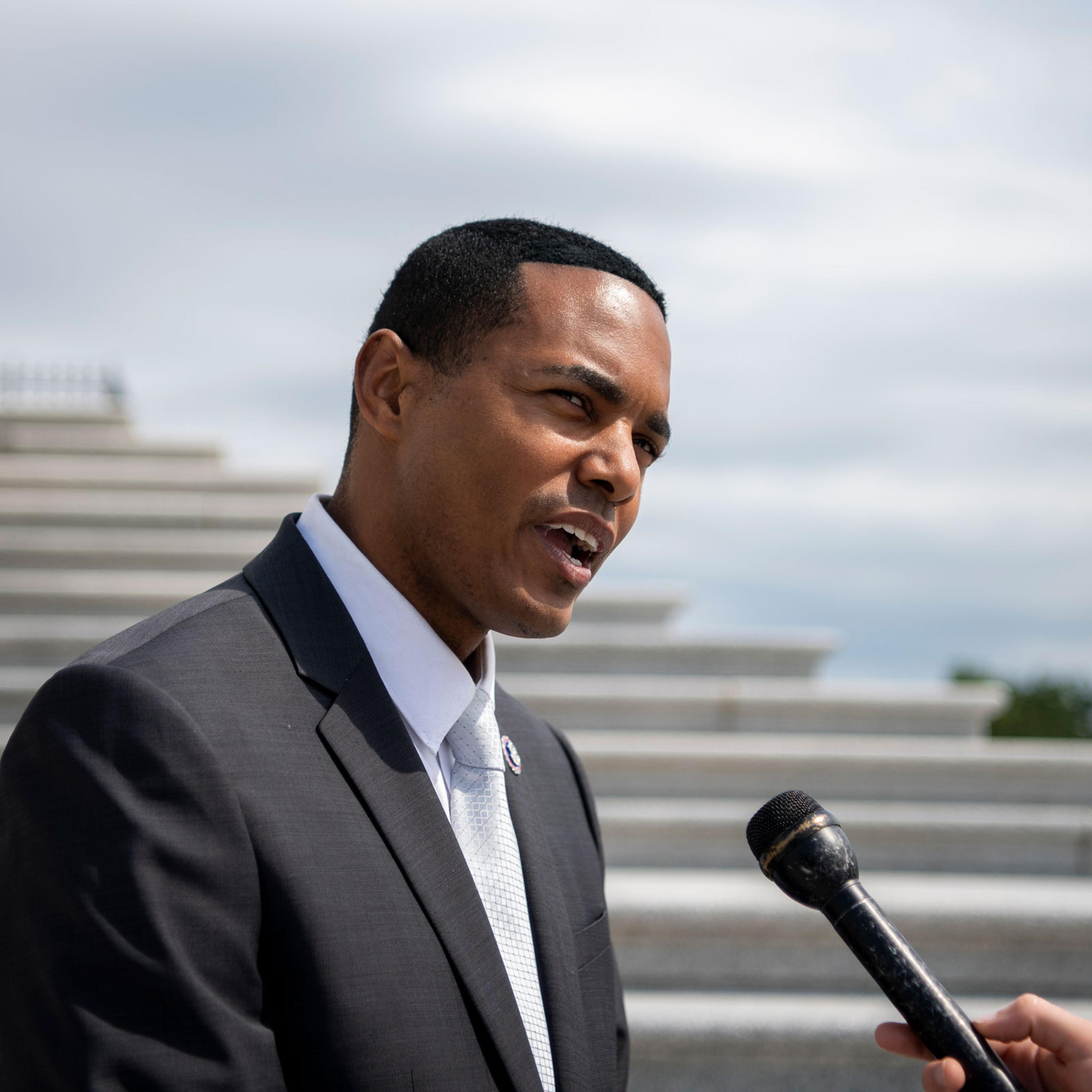 Rep. Ritchie Torres, D-N.Y., talks with a reporter after the last votes of the week in Washington on July 1, 2021.