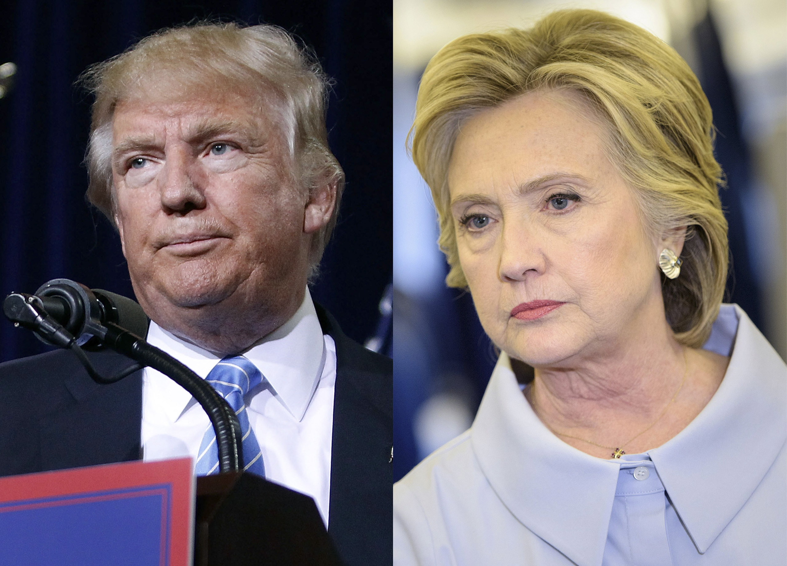 Republican Presidential Nominee Donald Trump, left and Democratic Presidential Nominee Hillary Clinton.