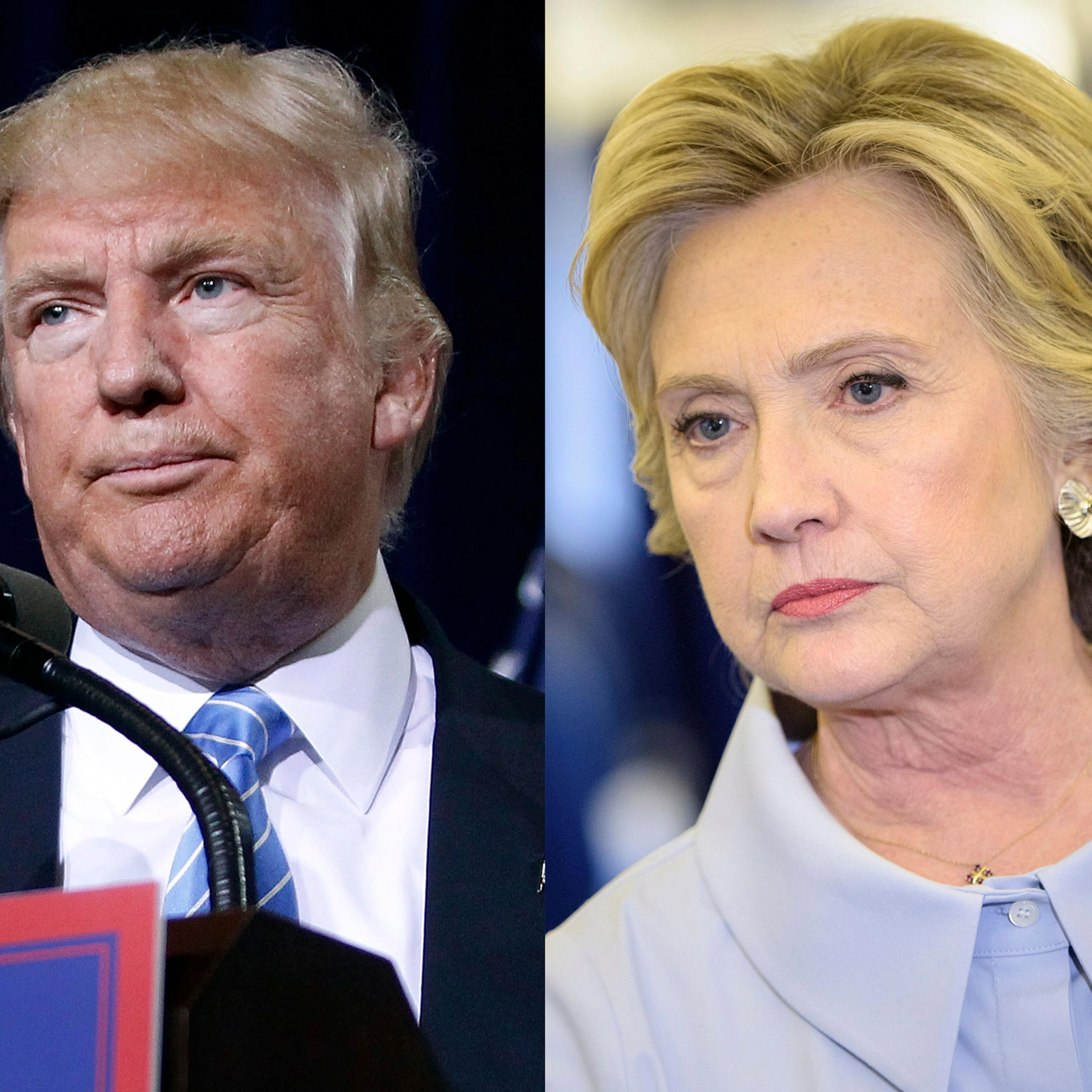 Republican Presidential Nominee Donald Trump, left and Democratic Presidential Nominee Hillary Clinton.