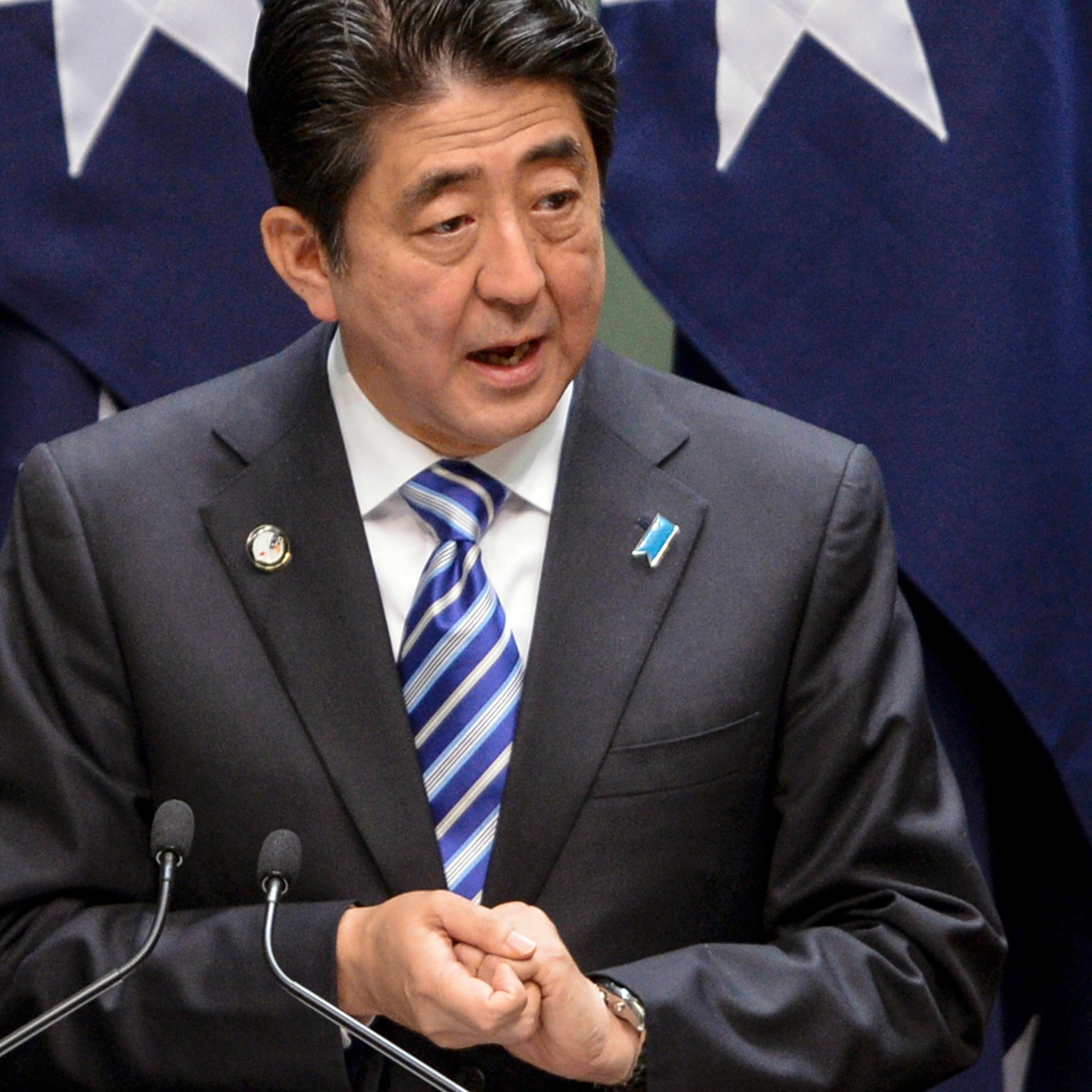 Japan's PM Abe delivers an address to both houses of parliament in Australia's House of Representatives chamber at Parliament House in Canberra