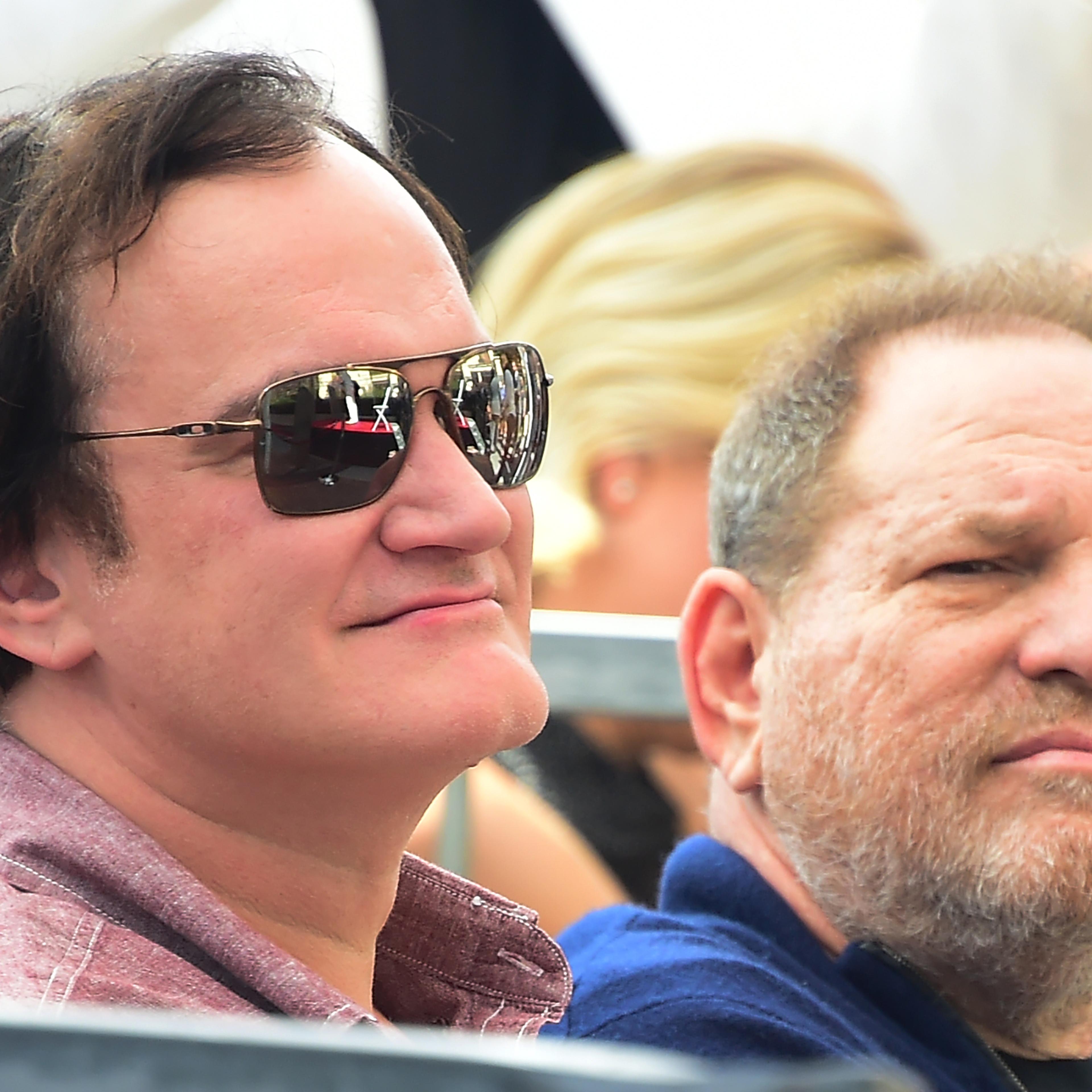 Film director Quentin Tarantino and producer Harvey Weinstein attend Italian composer Ennio Morricone's Hollywood Walk of Fame Star ceremony on Feb. 26, 2016 in Hollywood.