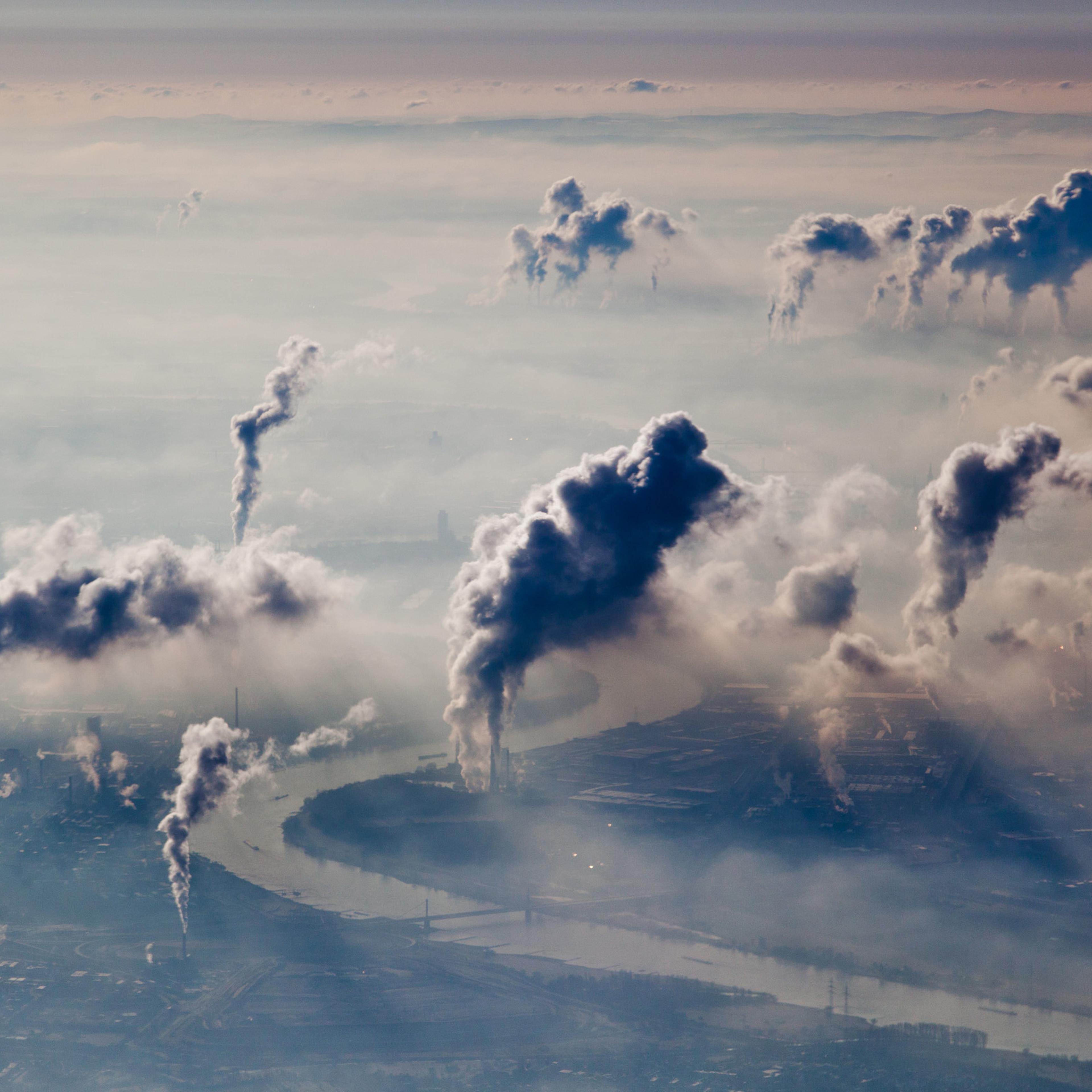 Arial view of German industrial area.