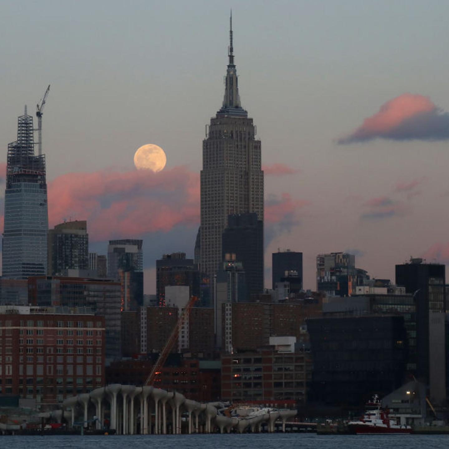 Snow Moon Rises in New York City
