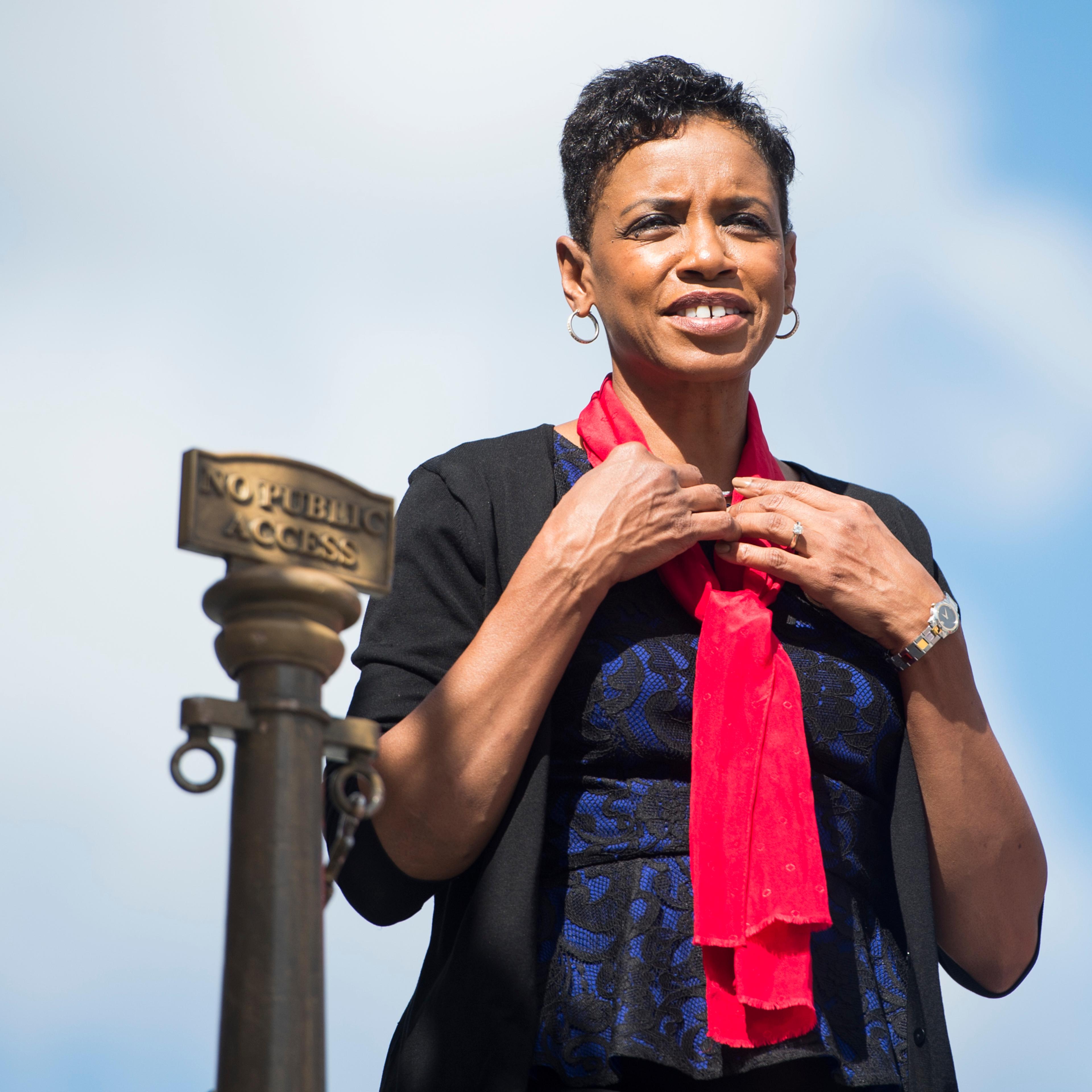 Rep. Donna Edwards on the House steps following a vote in the Capitol on Oct. 7, 2015.
