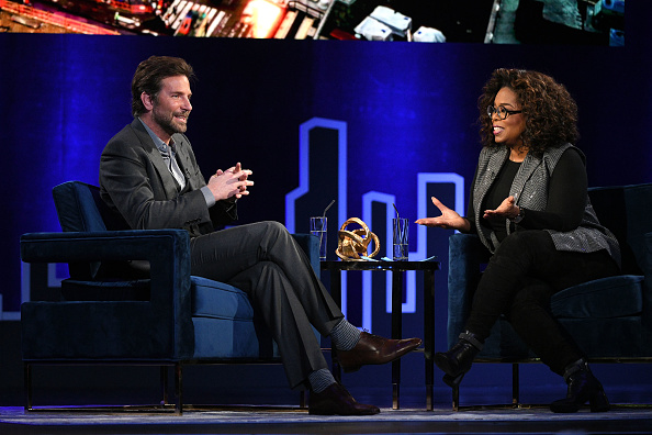 Bradley Cooper and Oprah Winfrey speak onstage during Oprah's SuperSoul Conversations at PlayStation Theater on February 05, 2019 in New York City.