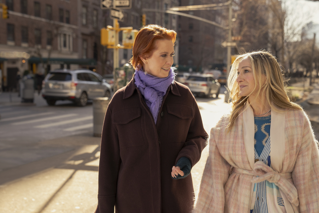 Cynthia Nixon, left, and Sarah Jessica Parker in <i>And Just Like That</i> season 2, episode 8: "A Hundred Years Ago"