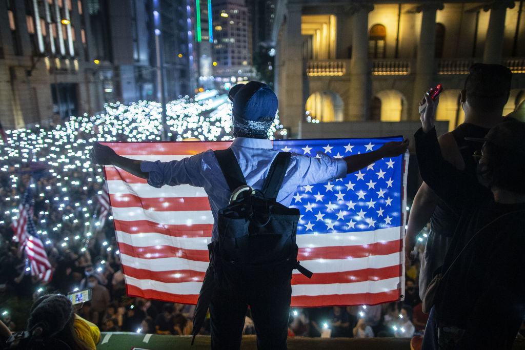 Demonstrators Attend Rally In Support Of The Hong Kong Human Rights And Democracy Act