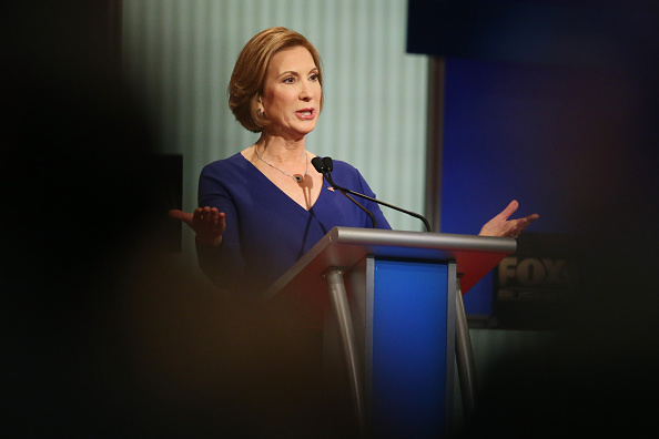 Republican presidential candidate Carly Fiorina participates in the Fox Business Network Republican presidential debate at the North Charleston Coliseum and Performing Arts Center on January 14, 2016 in North Charleston, South Carolina.
