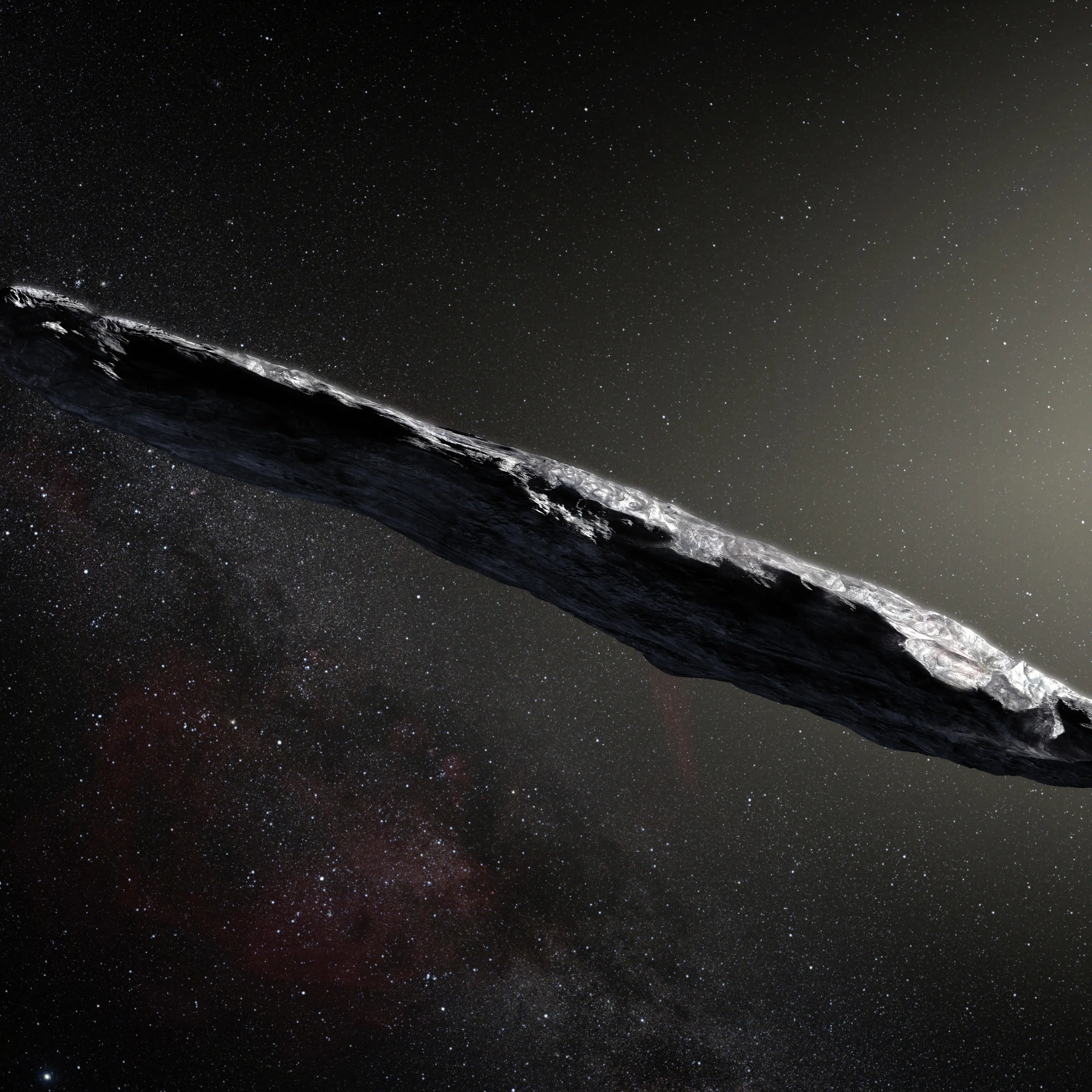 Artist’s impression of the interstellar asteroid `Oumuamua