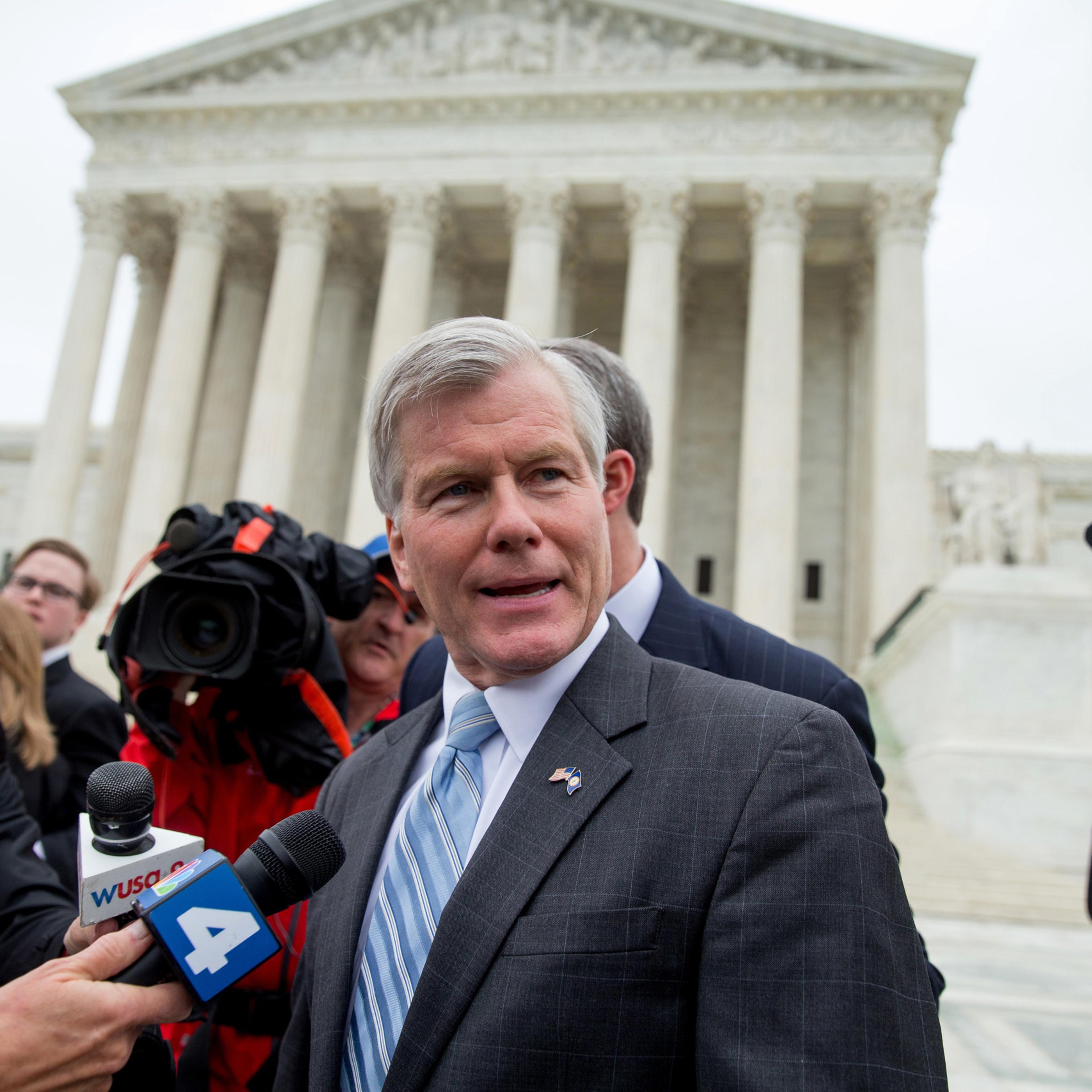 Former Virginia Gov. Bob McDonnell speaks outside the Supreme Court in Washington, D.C. on April 27, 2016.