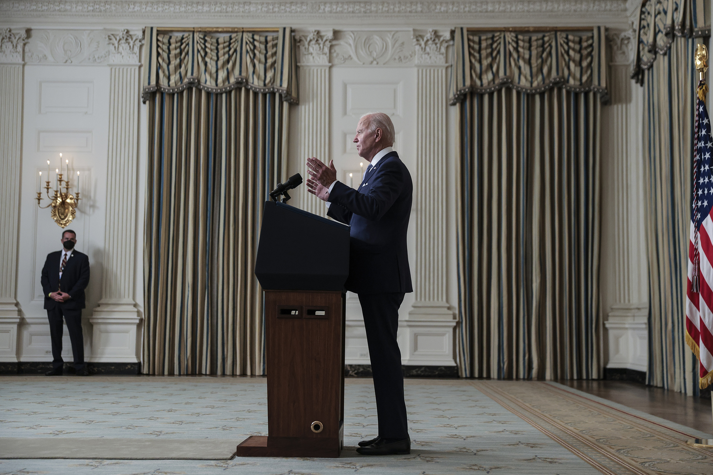U.S. President Joe Biden speaks on the Inflation Reduction Act Of 2022 in the State Dining Room of the White House in Washington, D.C., US, on Thursday, July 28, 2022.