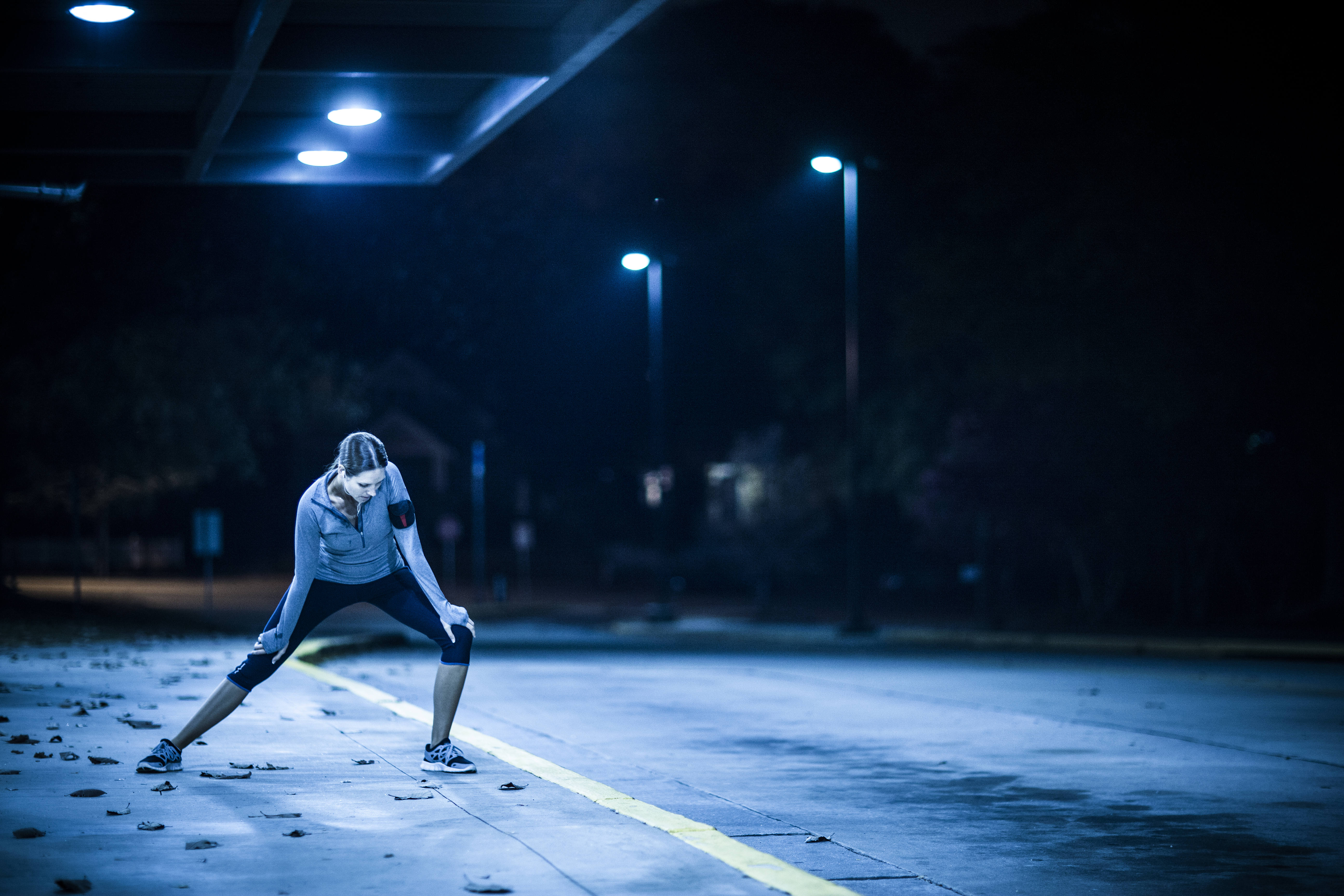woman running at nighttime