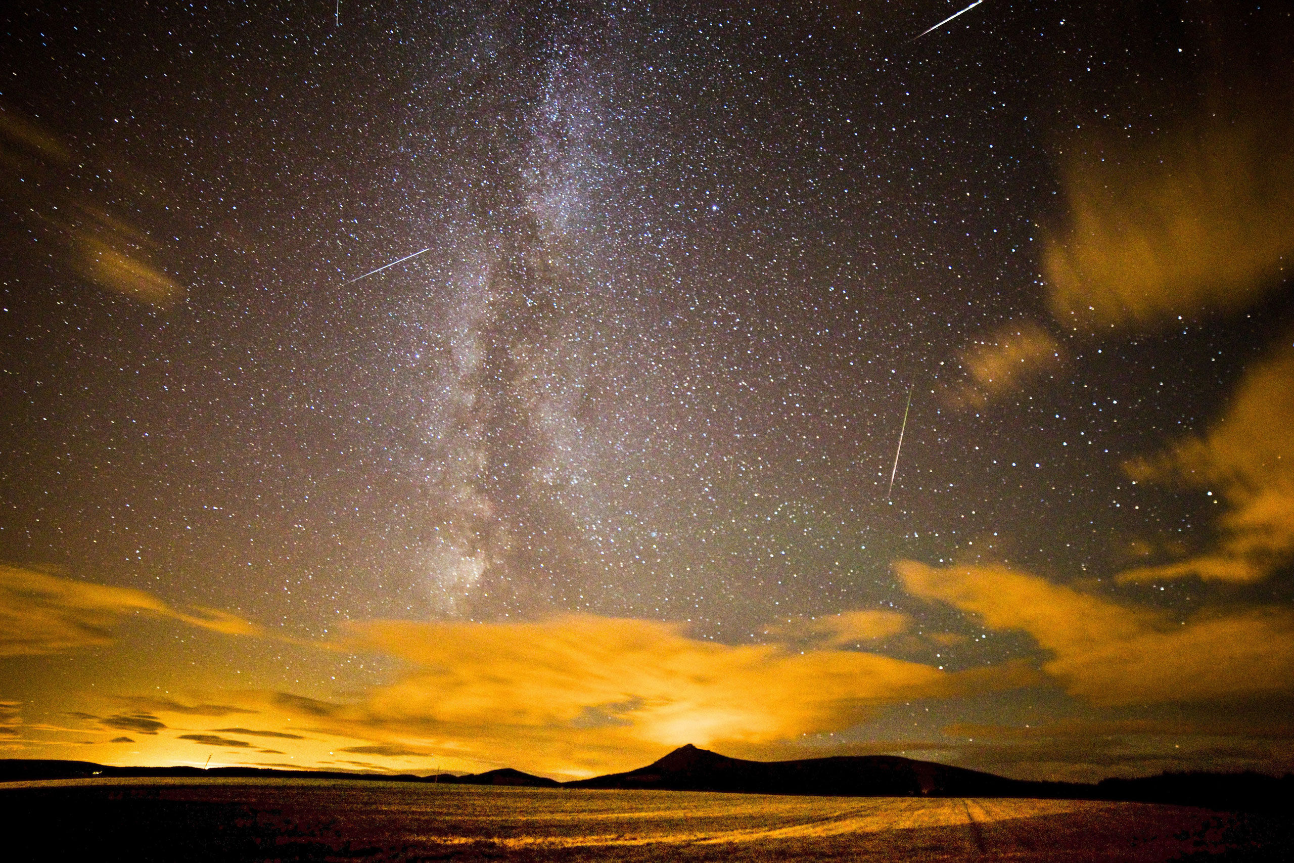 A Perseid meteor shower at Chapel of Garioch, near Aberdeen on Aug. 12, 2013.