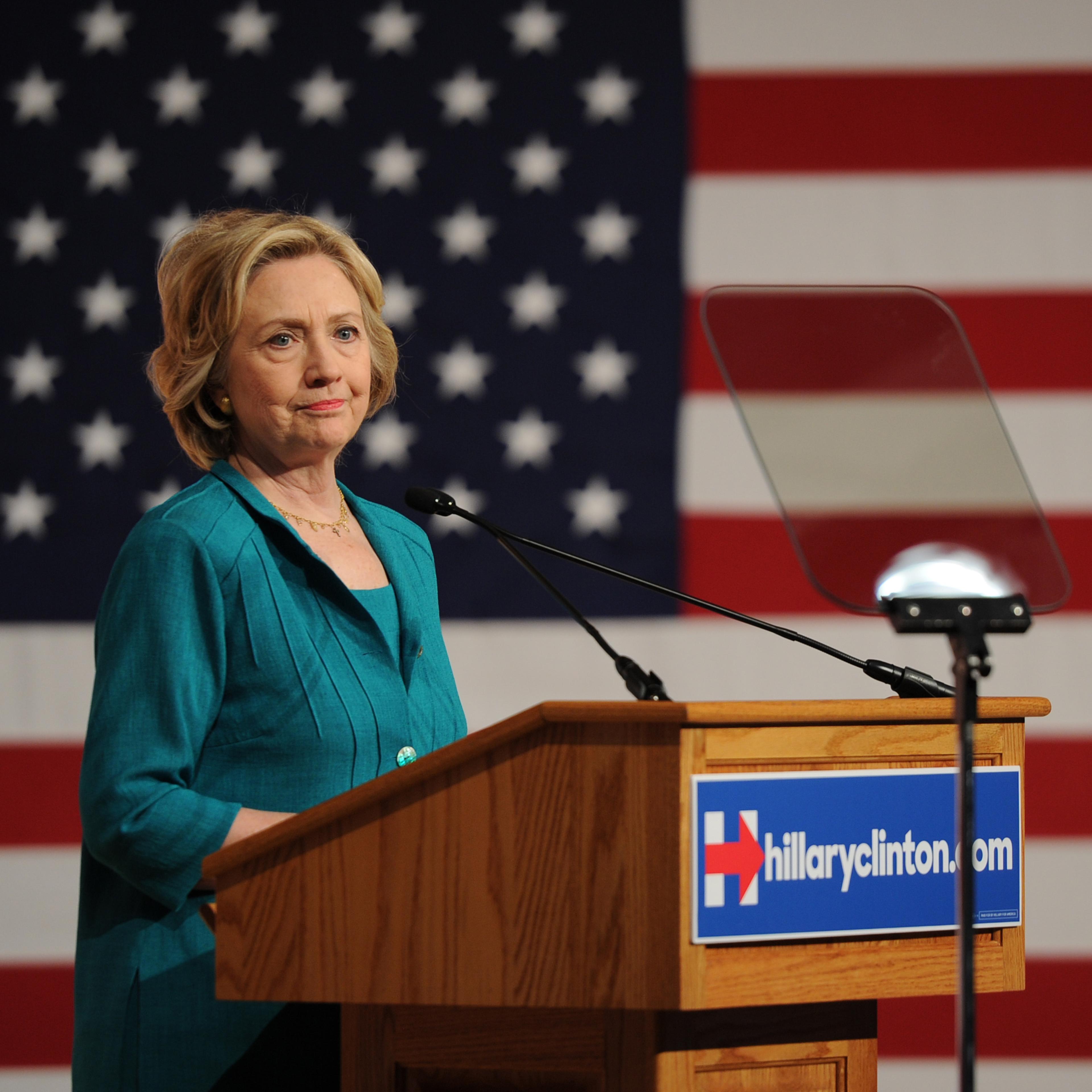 Former First Lady and Secretary Of State Hillary Rodham Clinton speaks during a campaign stop at Florida International University on July 31, 2015 in Miami.