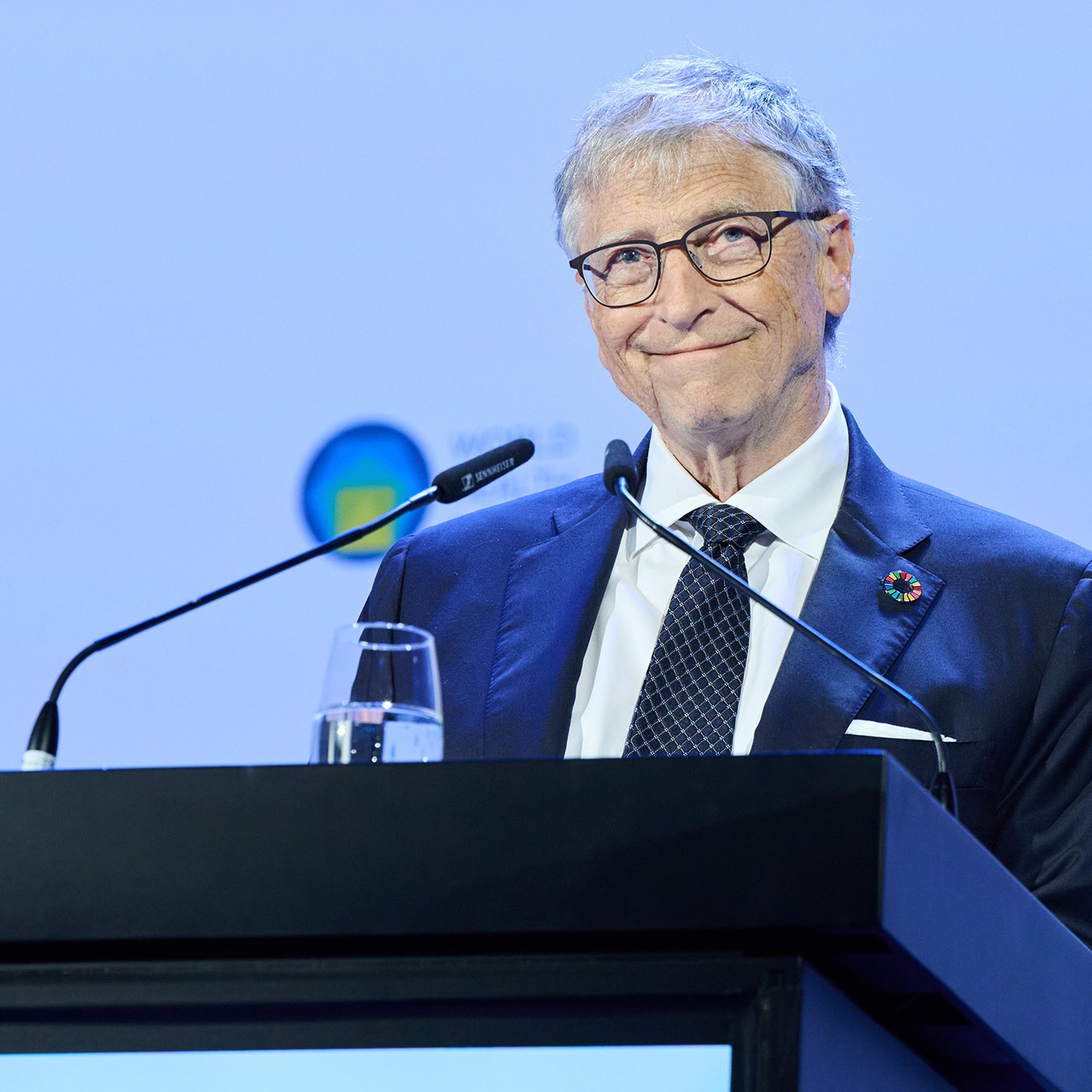 Bill Gates speaks at the "World Health Summit" conference in Berlin on Oct. 14, 2024.
