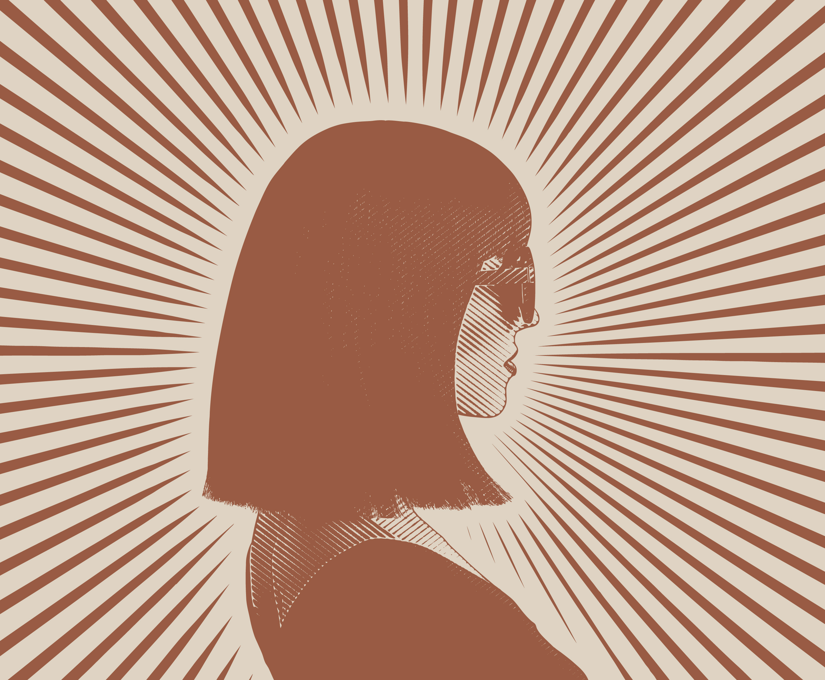 Portrait of a successful Businesswoman with sunburst