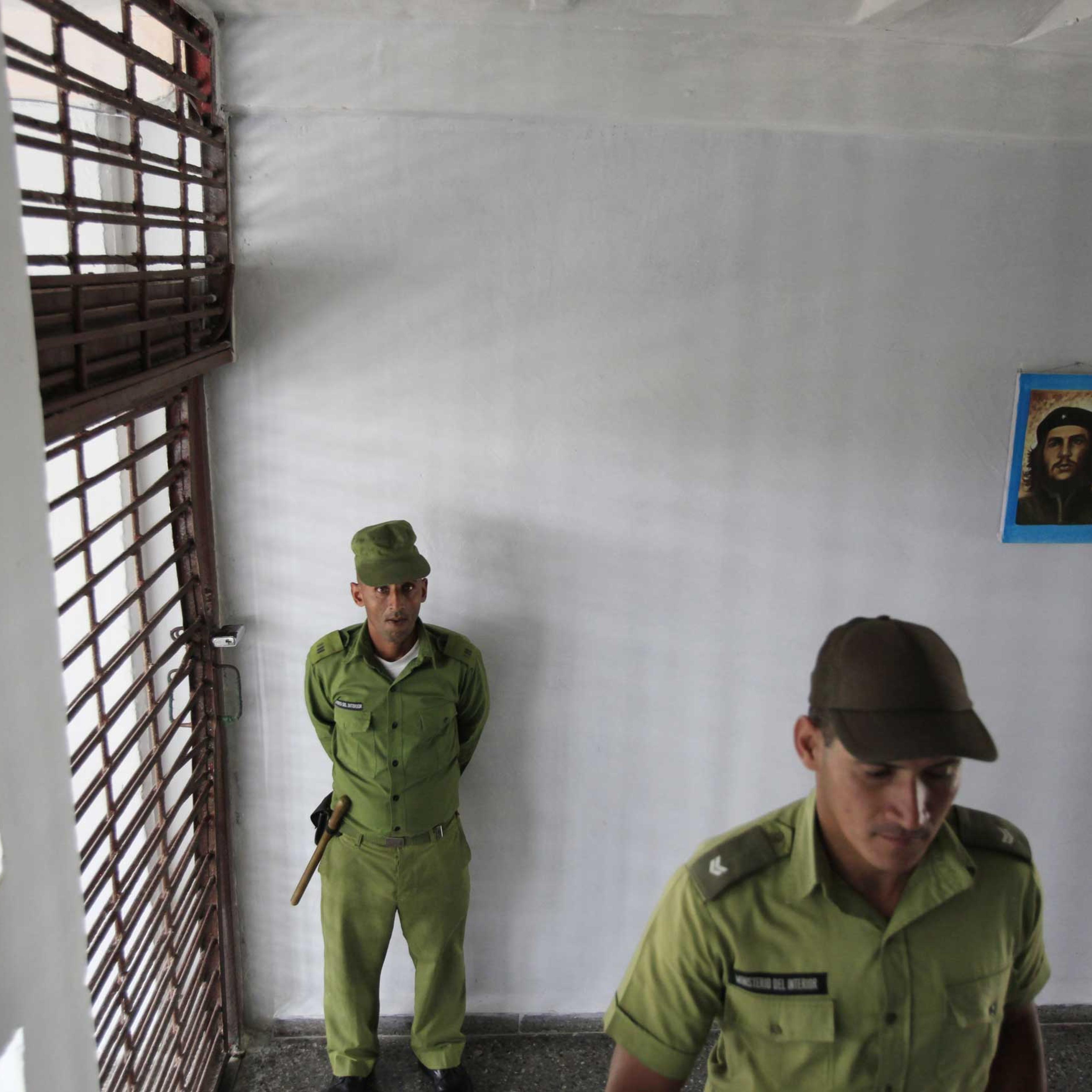 Military guards at the Combinado del Este prison in Havana, Cuba in 2013.