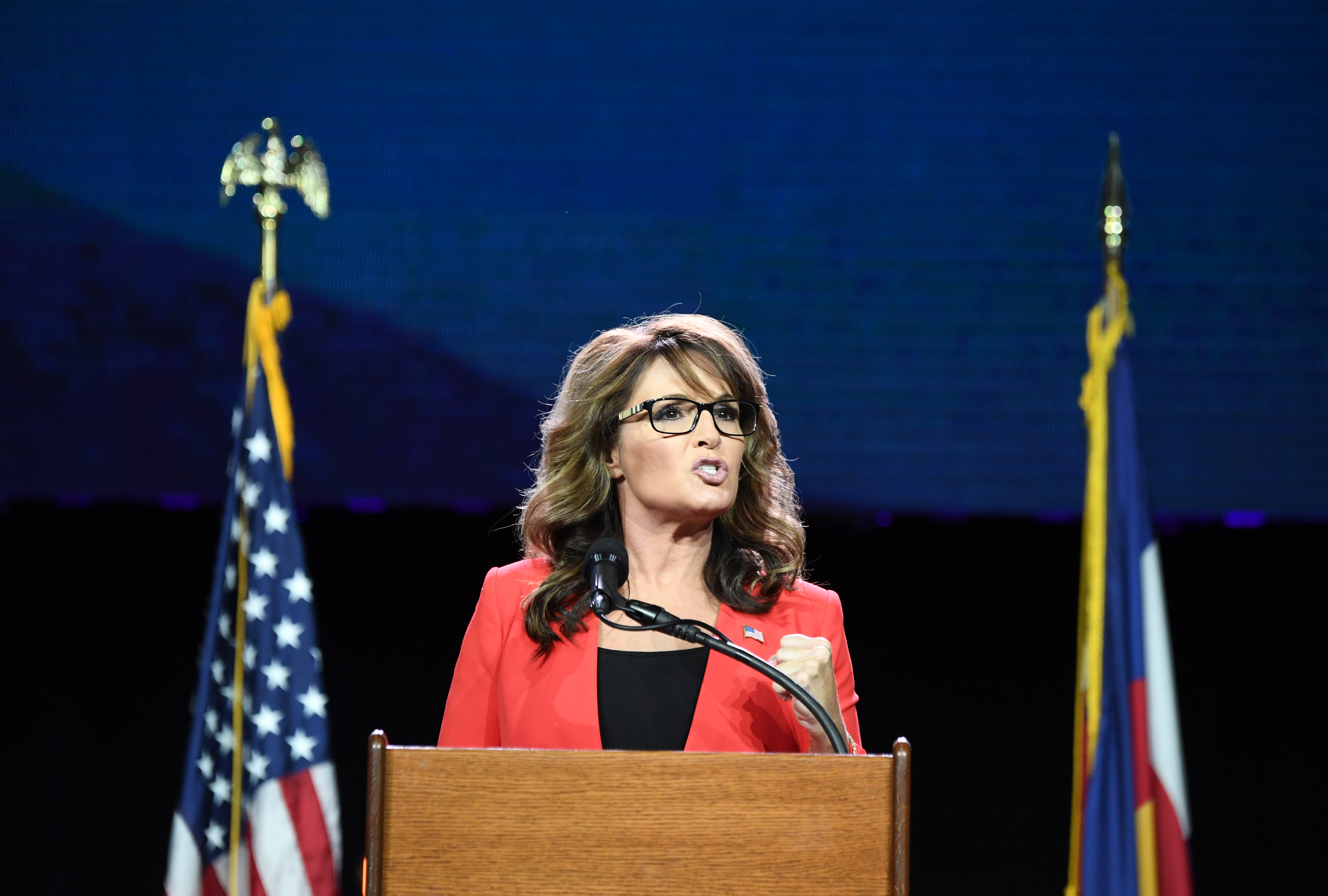 Former GOP vice presidential candidate Sarah Palin speaks during the 2016 Western Conservative Summit the Colorado Convention Center in Denver, July 1, 2016.